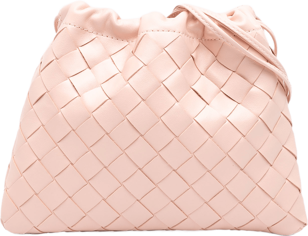 Bottega Veneta Small Nappa Intrecciato Dustbag Drawstring Crossbody, från Luxclusif, i färgen rosa.