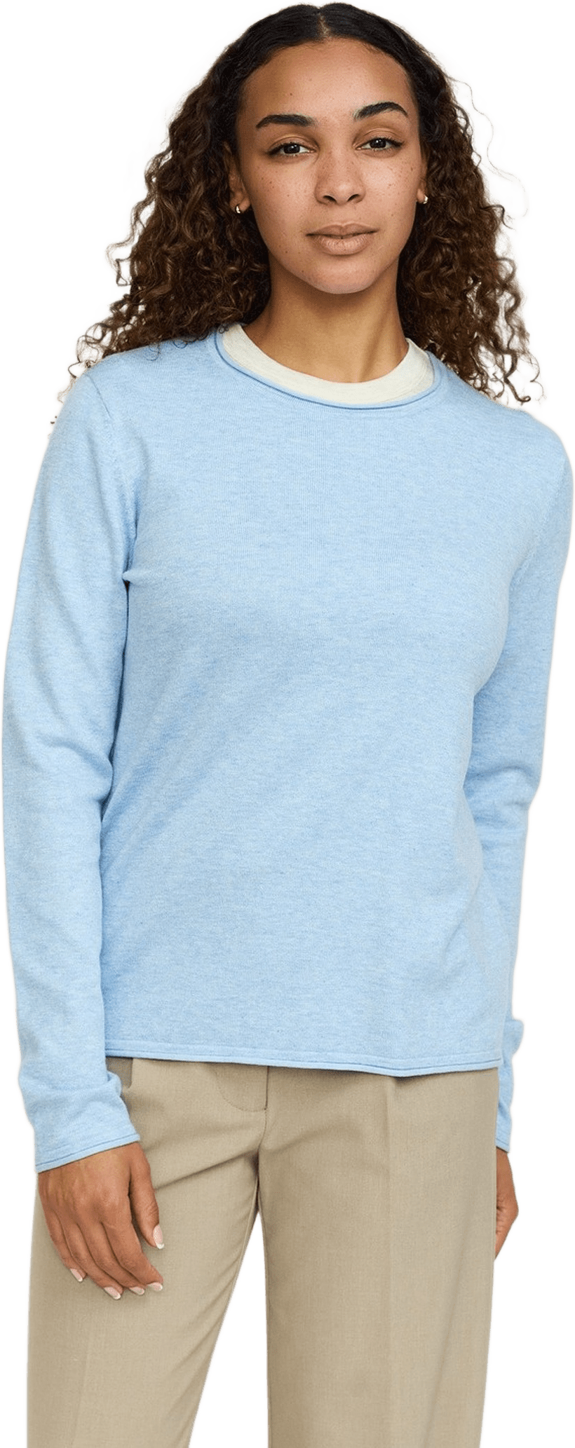 Srmarla O-neck Roll Edge Knit, från Soft Rebels, i färgen windsurfer melange.