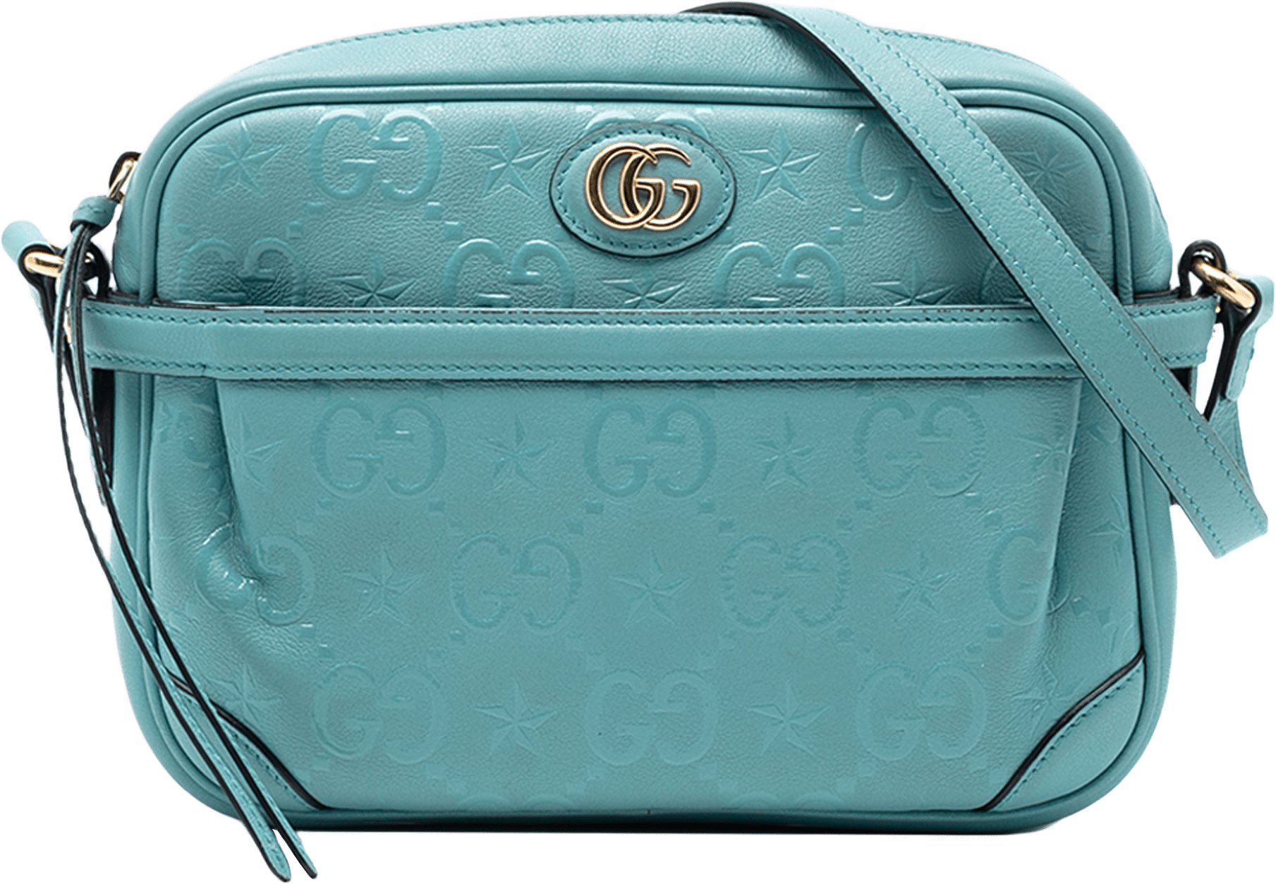 Gucci Gg Star Embossed Leather Crossbody, från Luxclusif, i färgen light blue.