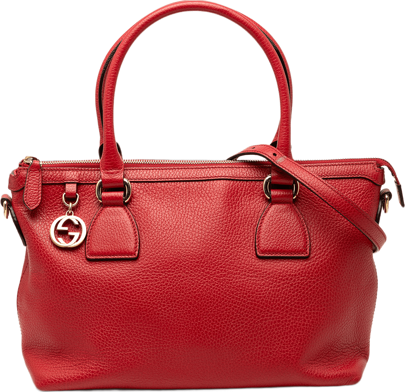 Gucci Dollar Calfskin Gg Charm Satchel, från Luxclusif, i färgen red.