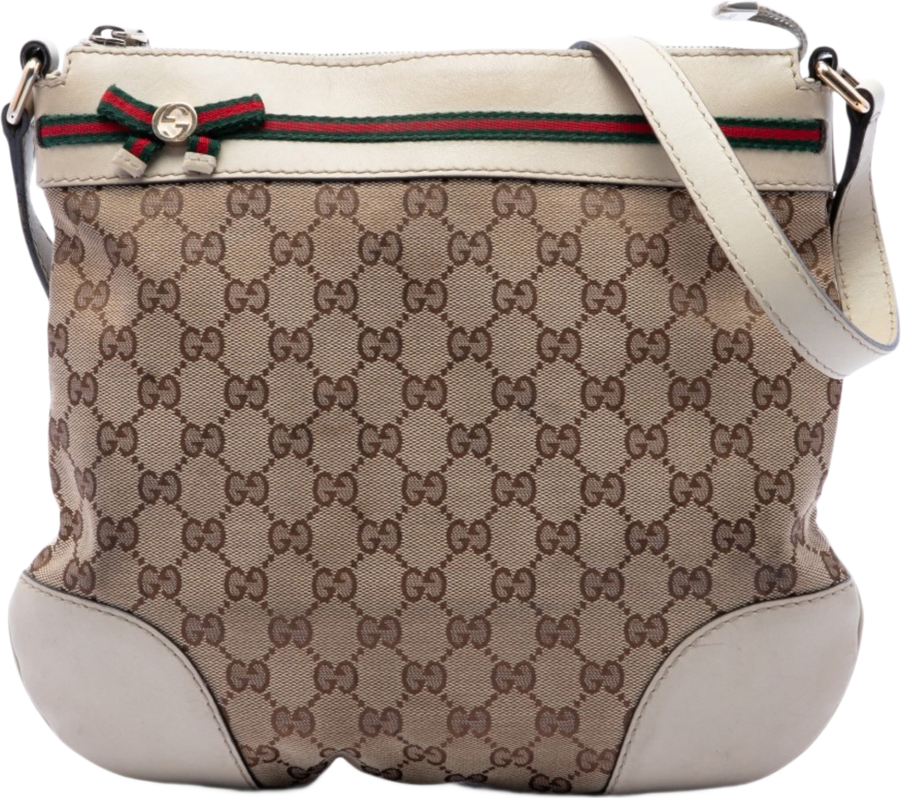 Gucci Gg Canvas Web Mayfair Crossbody, från Luxclusif, i färgen vit.