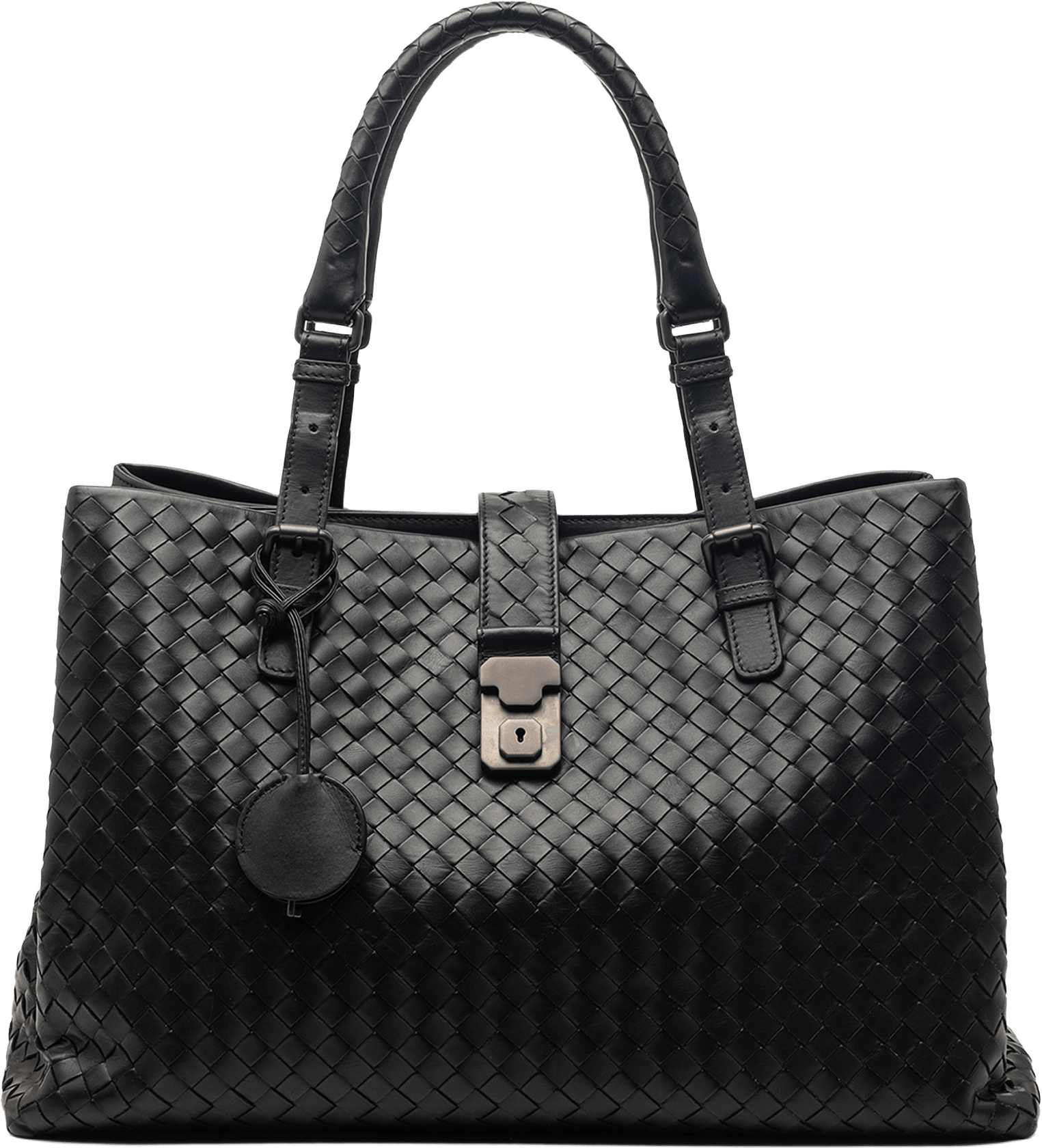 Bottega Veneta Medium Nappa Intrecciato Roma Tote, från Luxclusif, i färgen black.