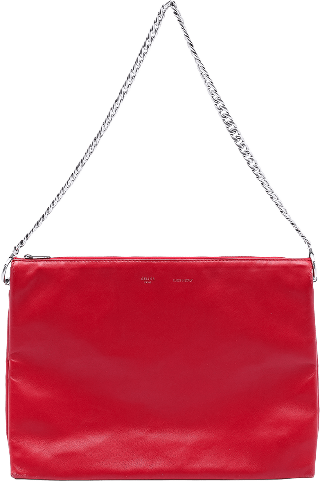Celine Lambskin Soft Trio Shoulder Bag, från Luxclusif, i färgen red.