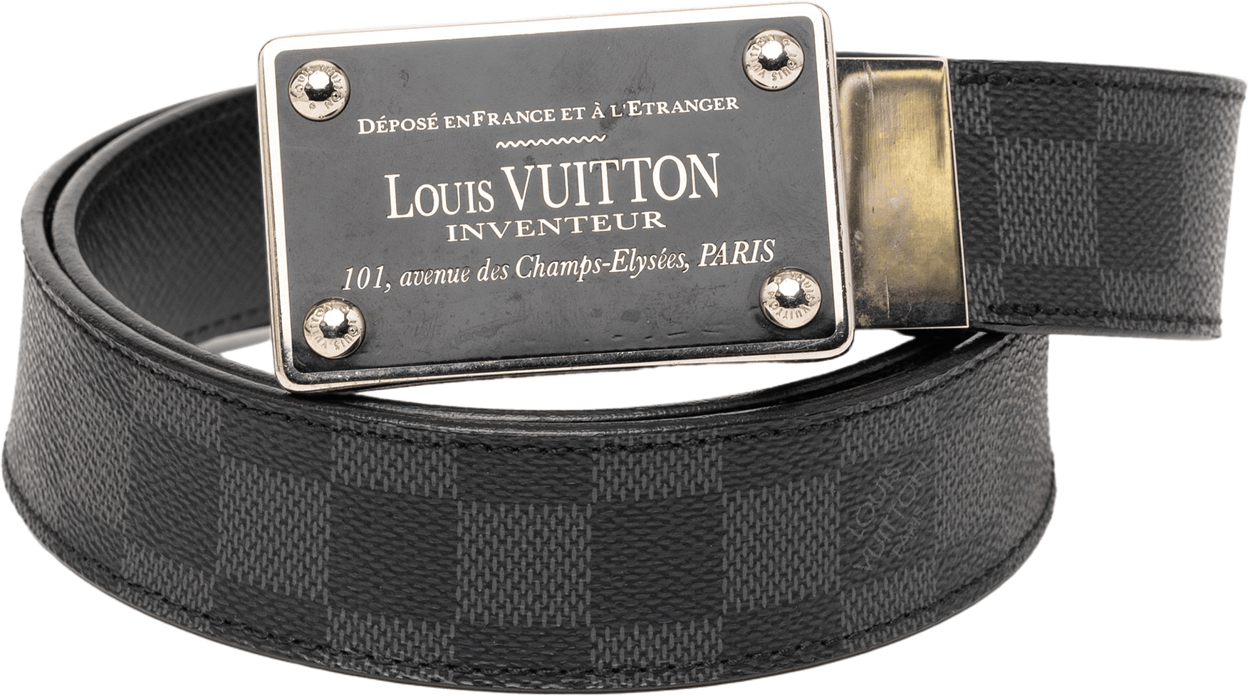 Louis Vuitton Damier Graphite Ceinture Inventeur Belt, från Luxclusif, i färgen black.