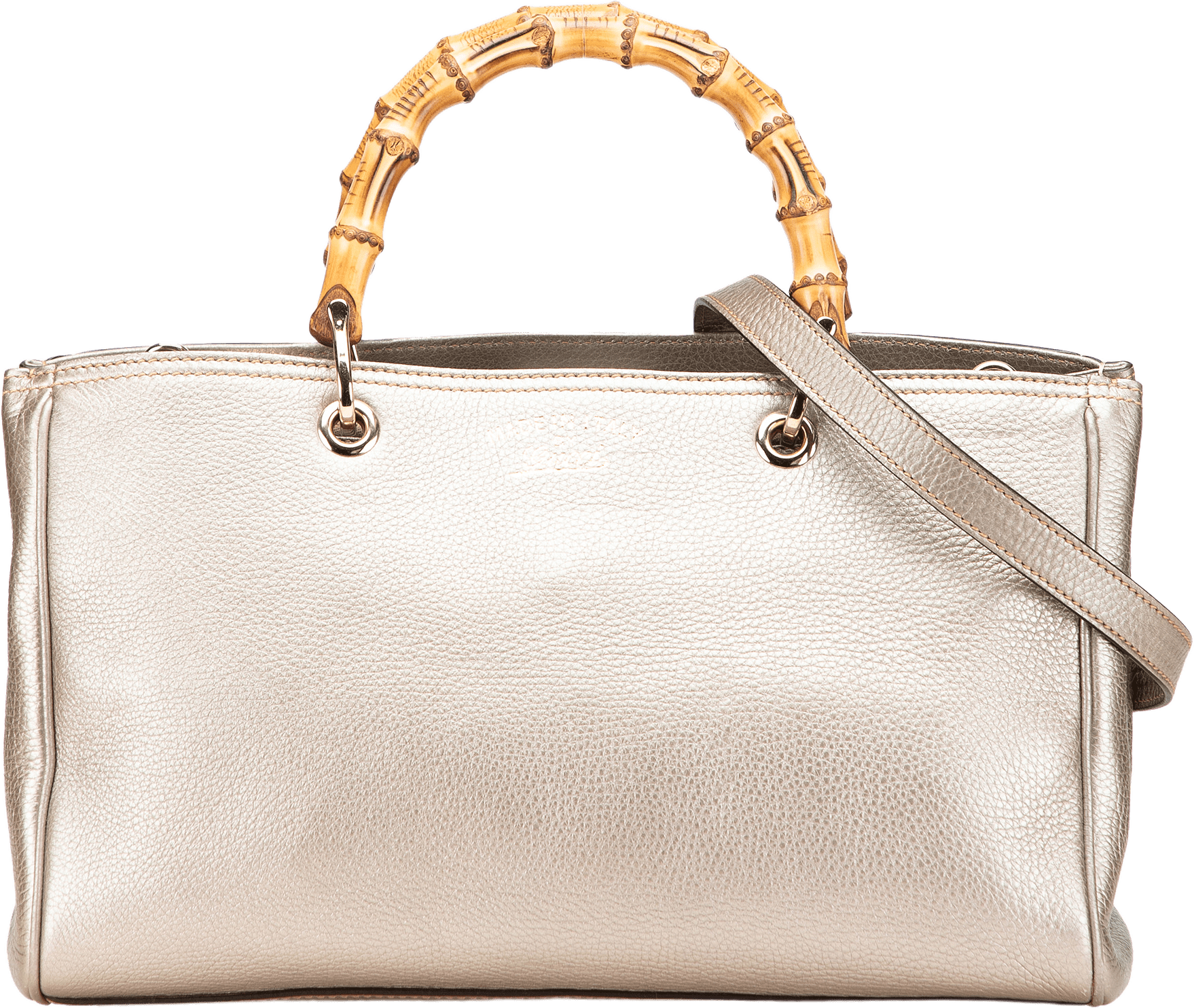Gucci Medium Calfskin Bamboo Shopper Satchel, från Luxclusif, i färgen gold.