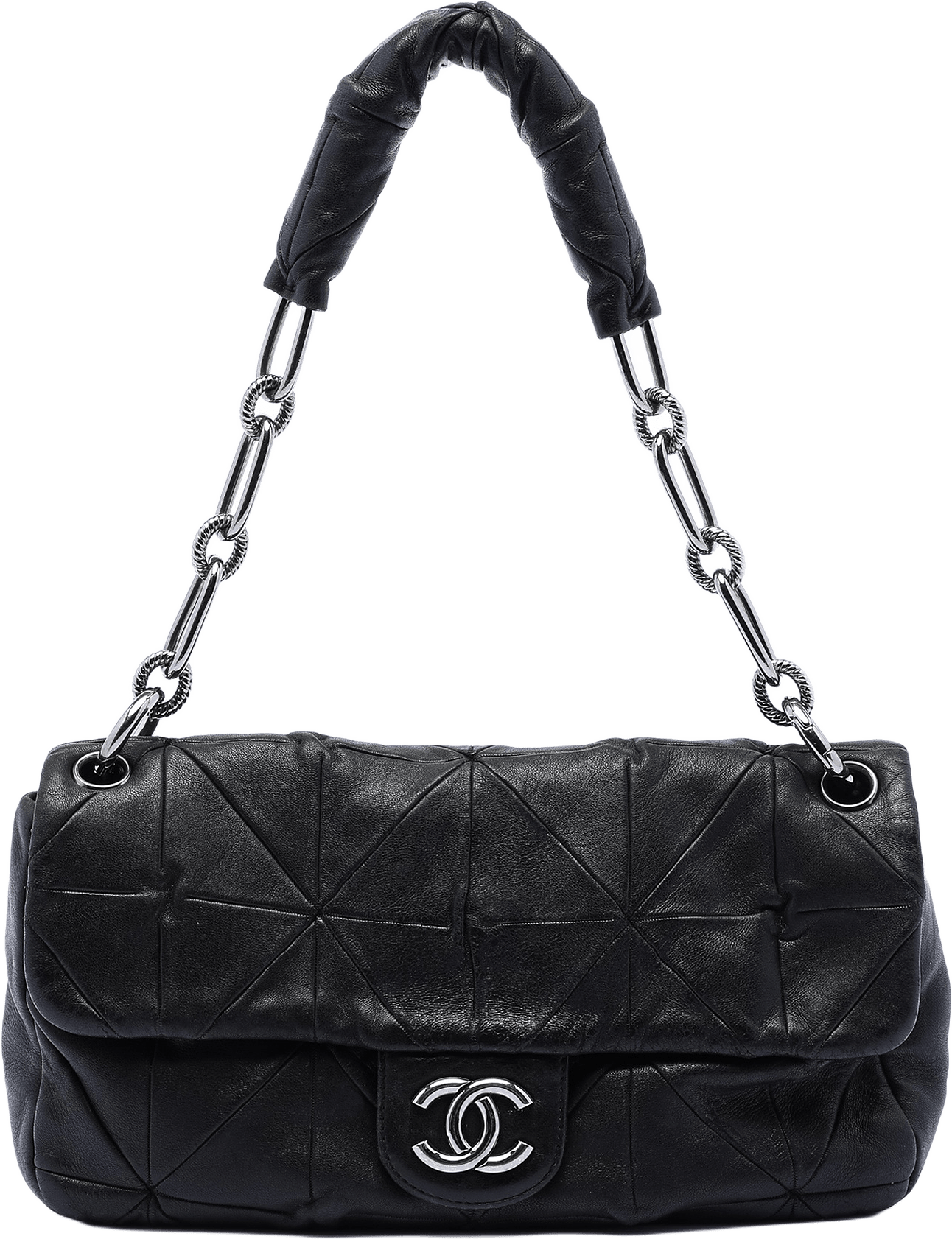 Chanel Quilted Lambskin Origami Soft Squares Flap, från Luxclusif, i färgen black.