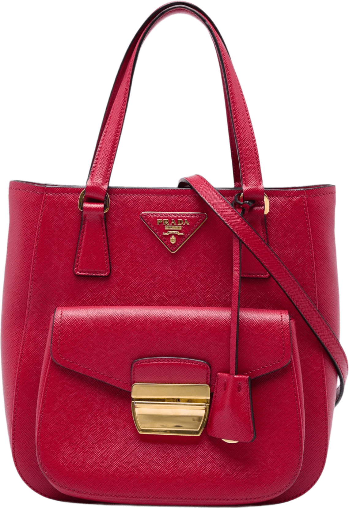 Prada Saffiano Lux Metropolis Tote, från Luxclusif, i färgen röd.