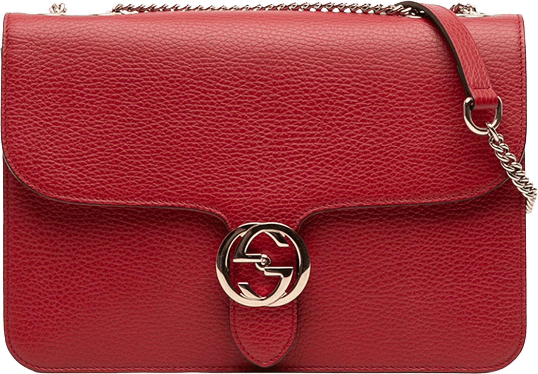 Gucci Medium Dollar Calfskin Interlocking G Crossbody, från Luxclusif, i färgen red.