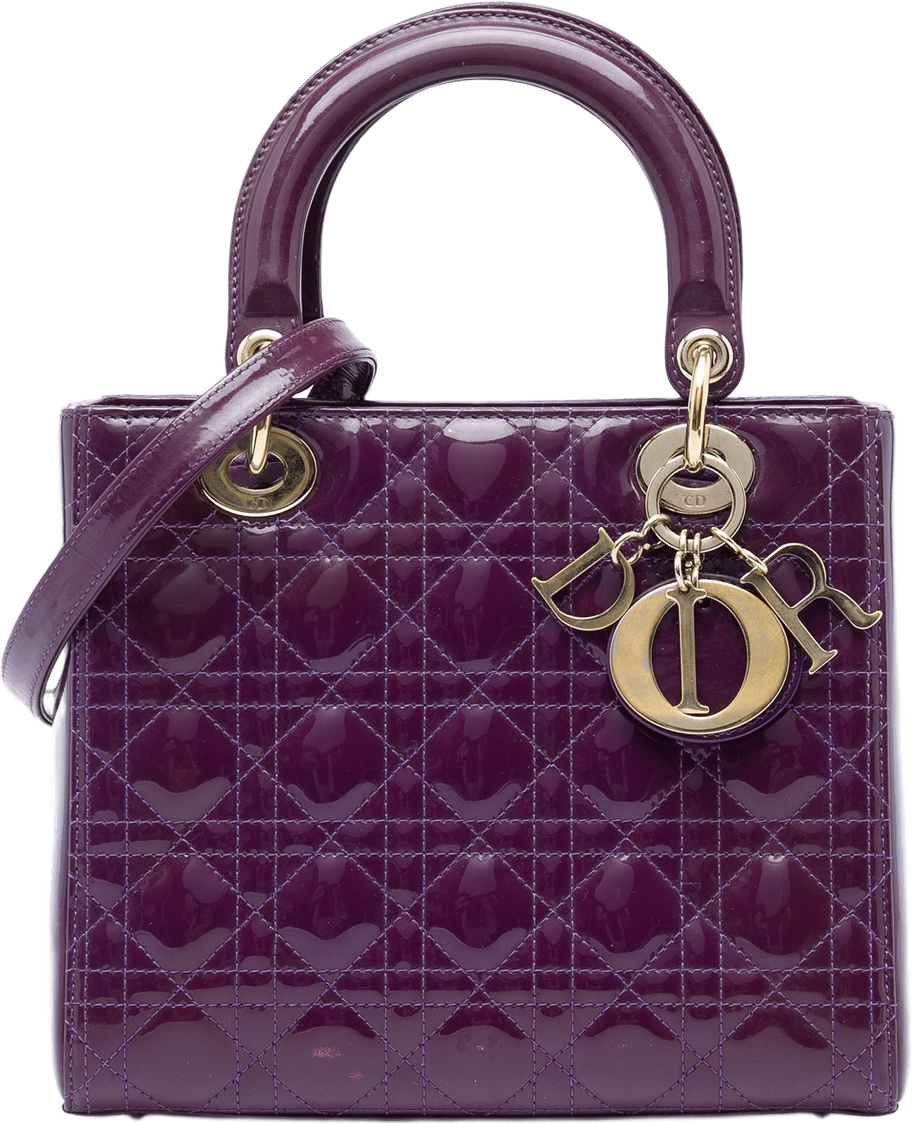 Dior Medium Patent Cannage Lady Dior, från Luxclusif, i färgen purpur.
