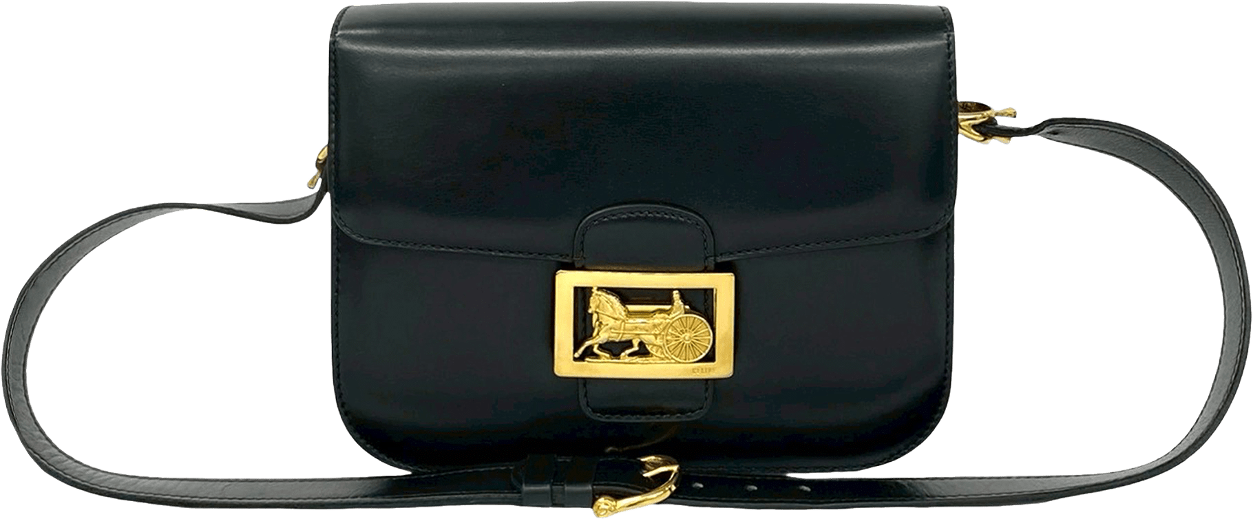 Celine Leather Horse Carriage Crossbody, från Luxclusif, i färgen black.