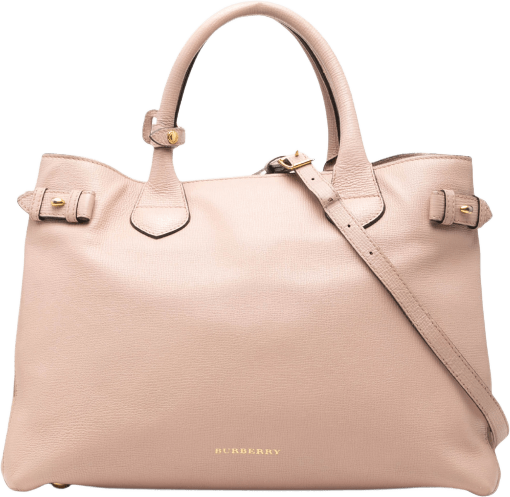 Burberry Medium Leather And House Check Banner Satchel, från Luxclusif, i färgen rosa.