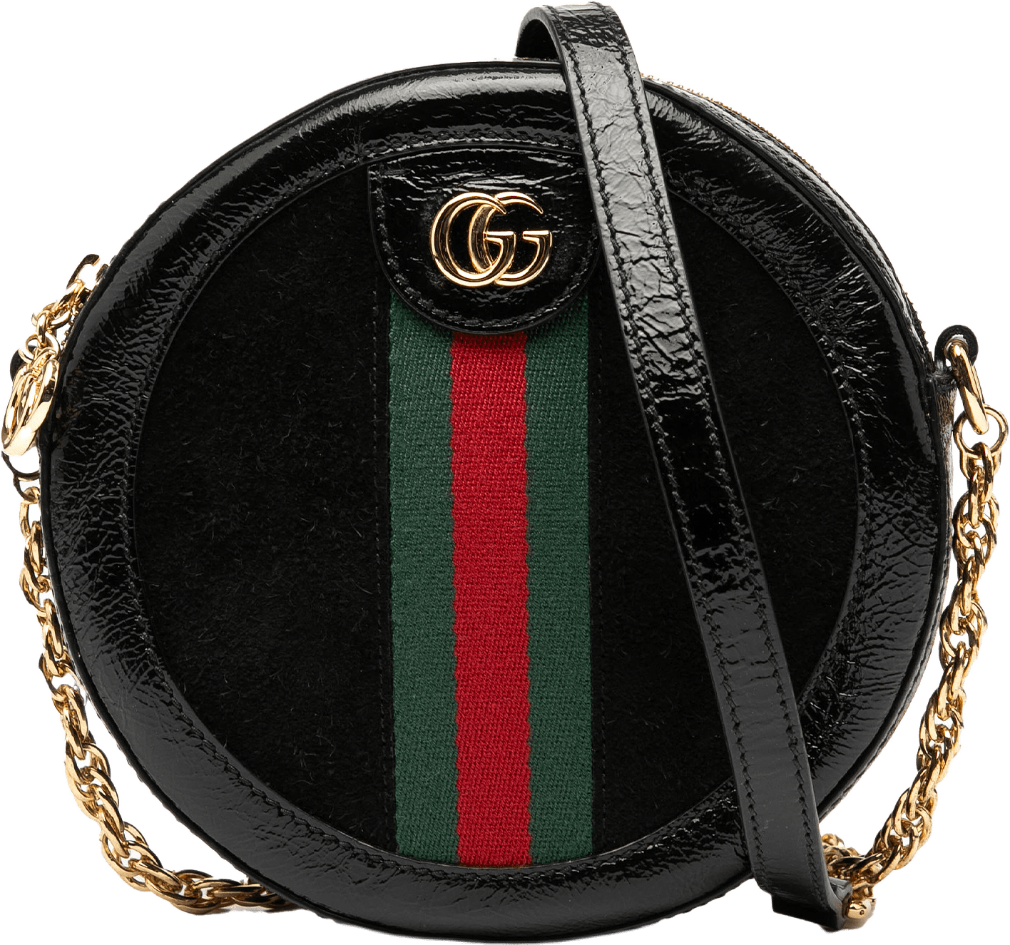 Gucci Mini Suede Ophidia Round Crossbody, från Luxclusif, i färgen black.