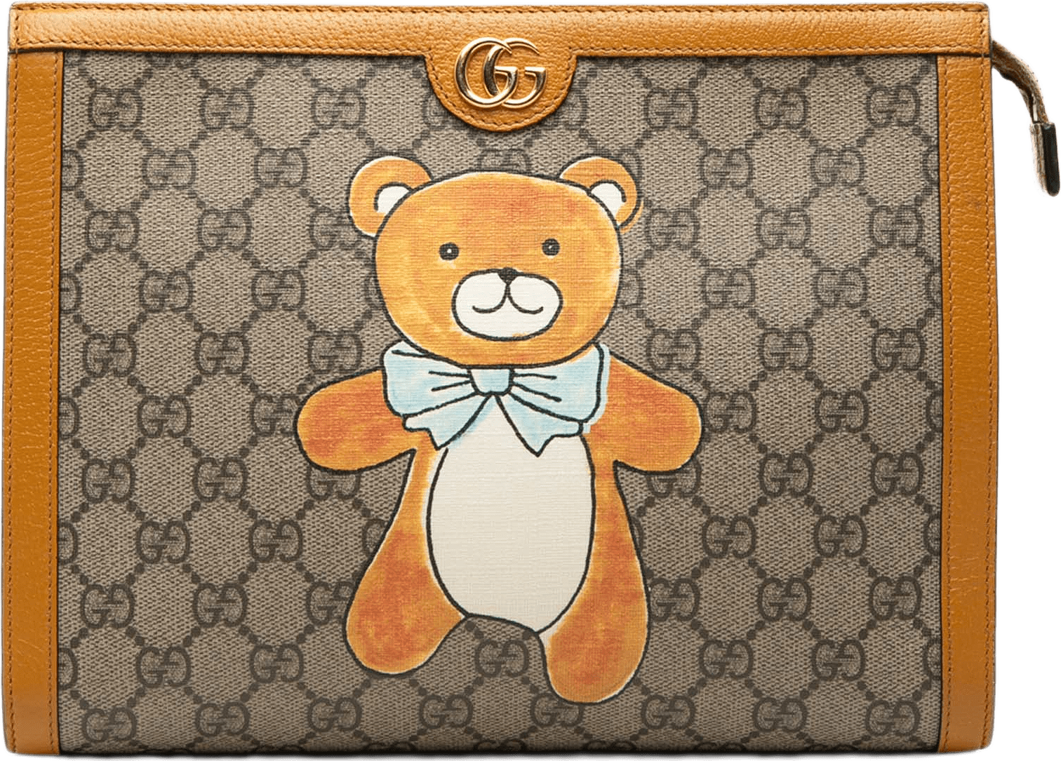 Gucci Kai Gg Supreme Teddy Bear Clutch, från Luxclusif, i färgen beige.