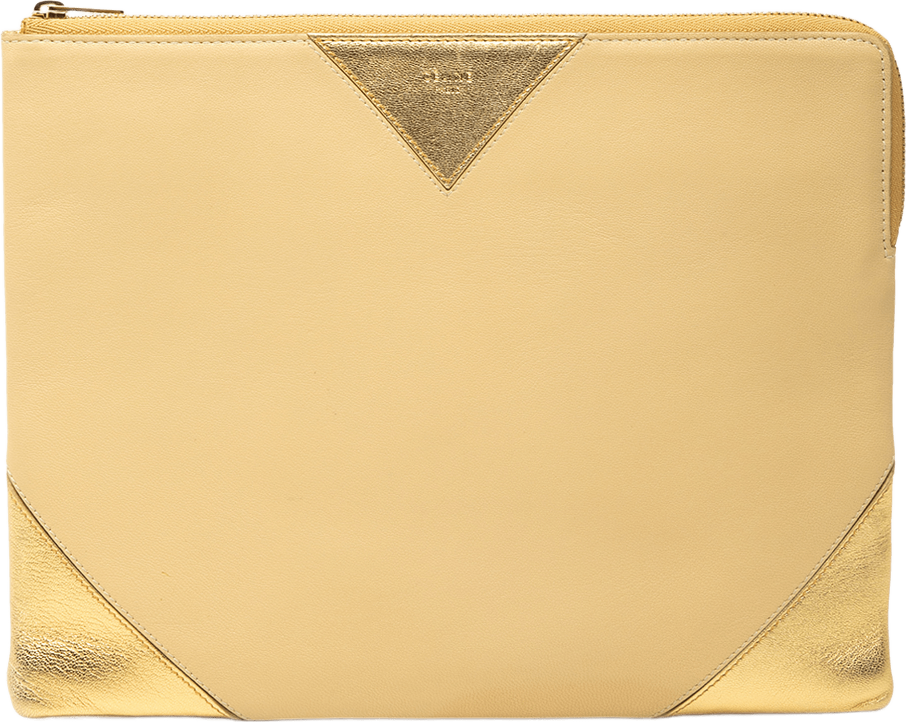 Celine Bicolor Lambskin Coeur Clutch, från Luxclusif, i färgen beige.