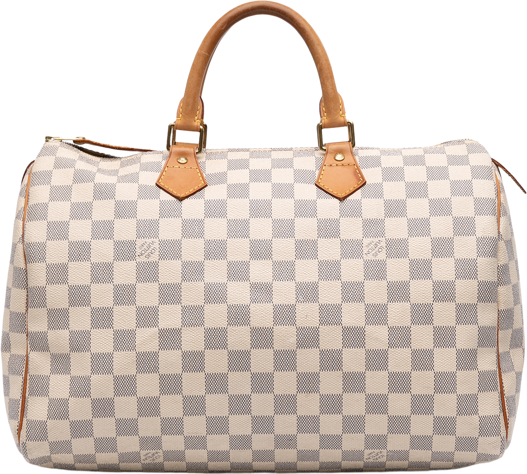 Louis Vuitton Damier Azur Speedy 35, från Luxclusif, i färgen white.