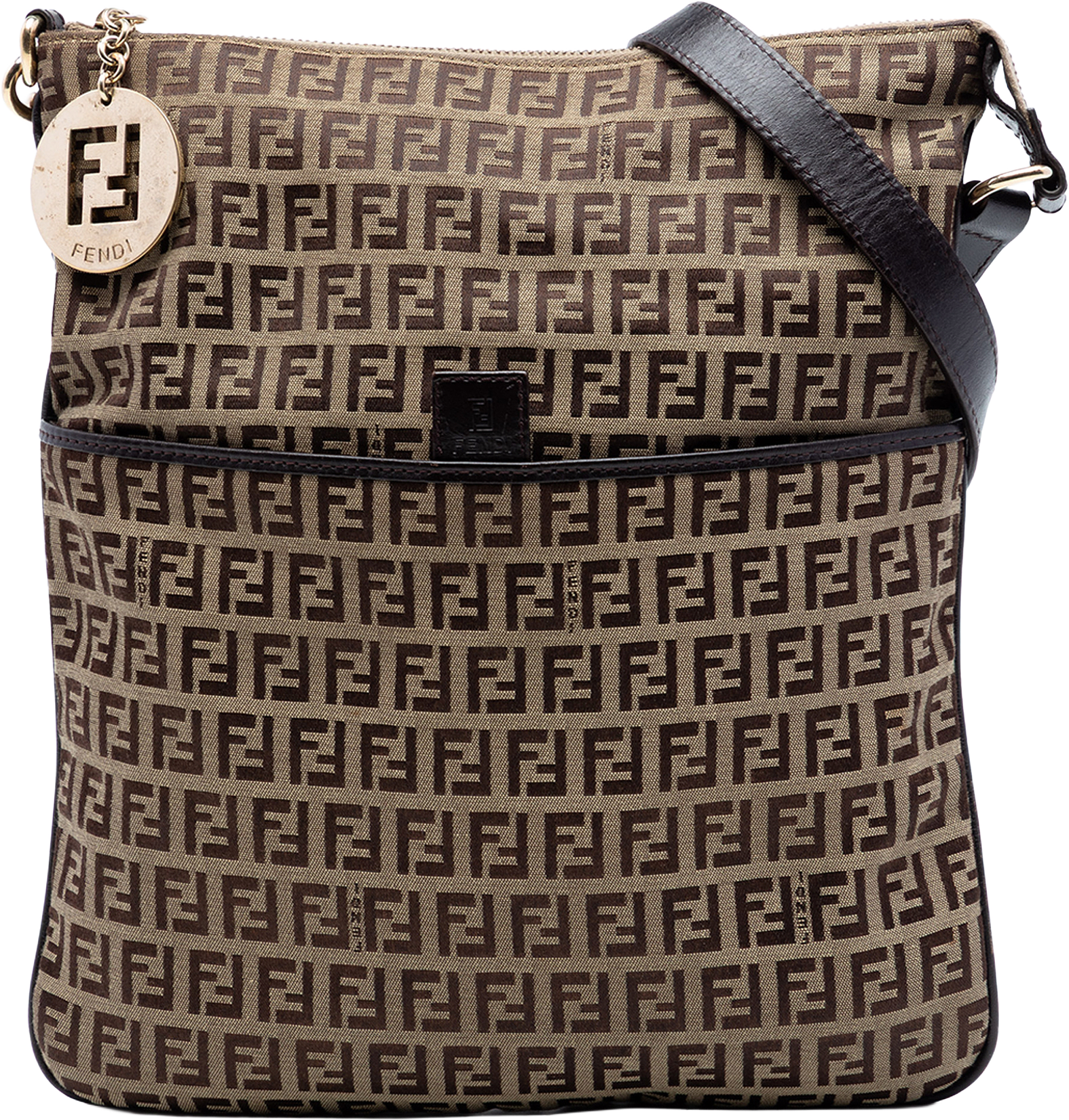 Fendi Zucchino Canvas Crossbody, från Luxclusif, i färgen beige.