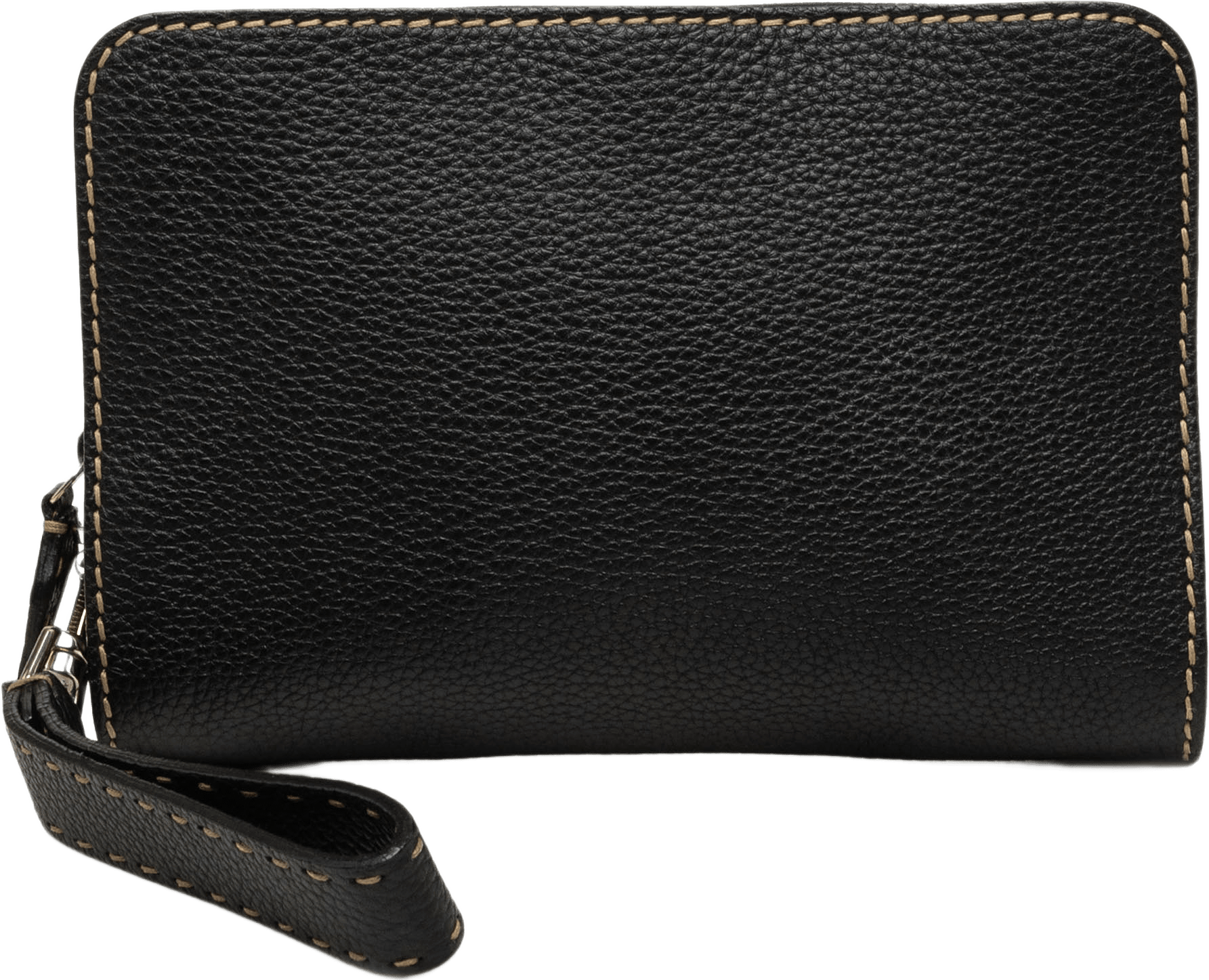 Fendi Cuoio Romano Selleria Zip Around Wristlet Pouch, från Luxclusif, i färgen svart.