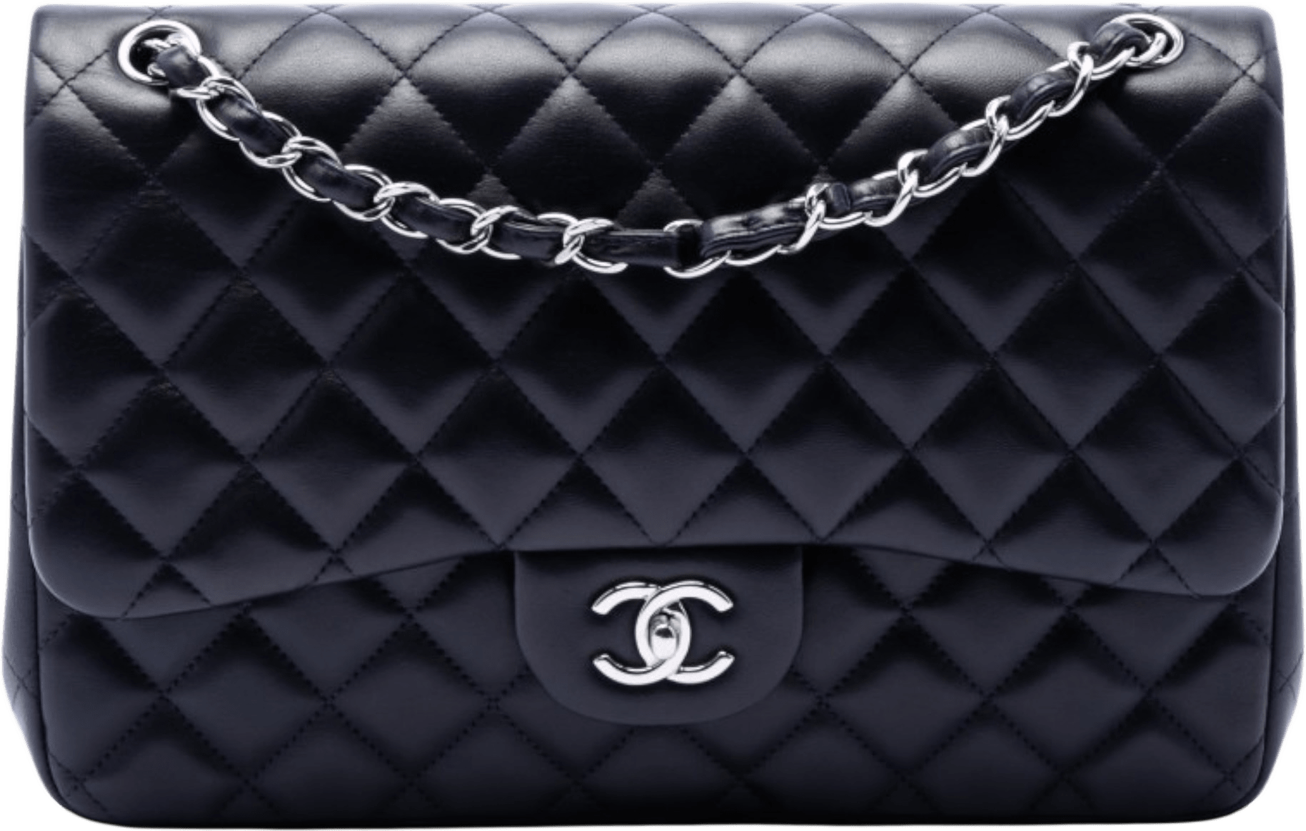 Chanel Jumbo Classic Lambskin Double Flap, från Luxclusif, i färgen navy.