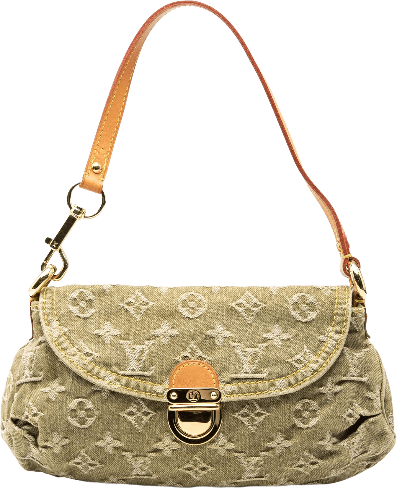 Louis Vuitton Monogram Denim Mini Pleaty, från Luxclusif, i färgen olive green.