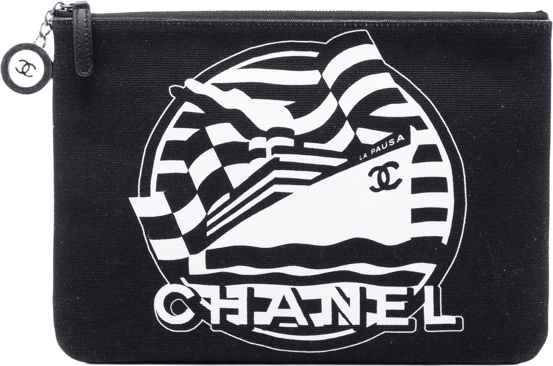 Chanel Medium Canvas La Pausa Zip O Case Clutch, från Luxclusif, i färgen svart.