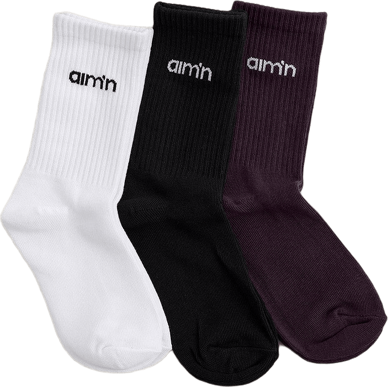 Midnight Plum Young Aim'n Logo Socks 3-pack, från aim'n, i färgen midnight plum.
