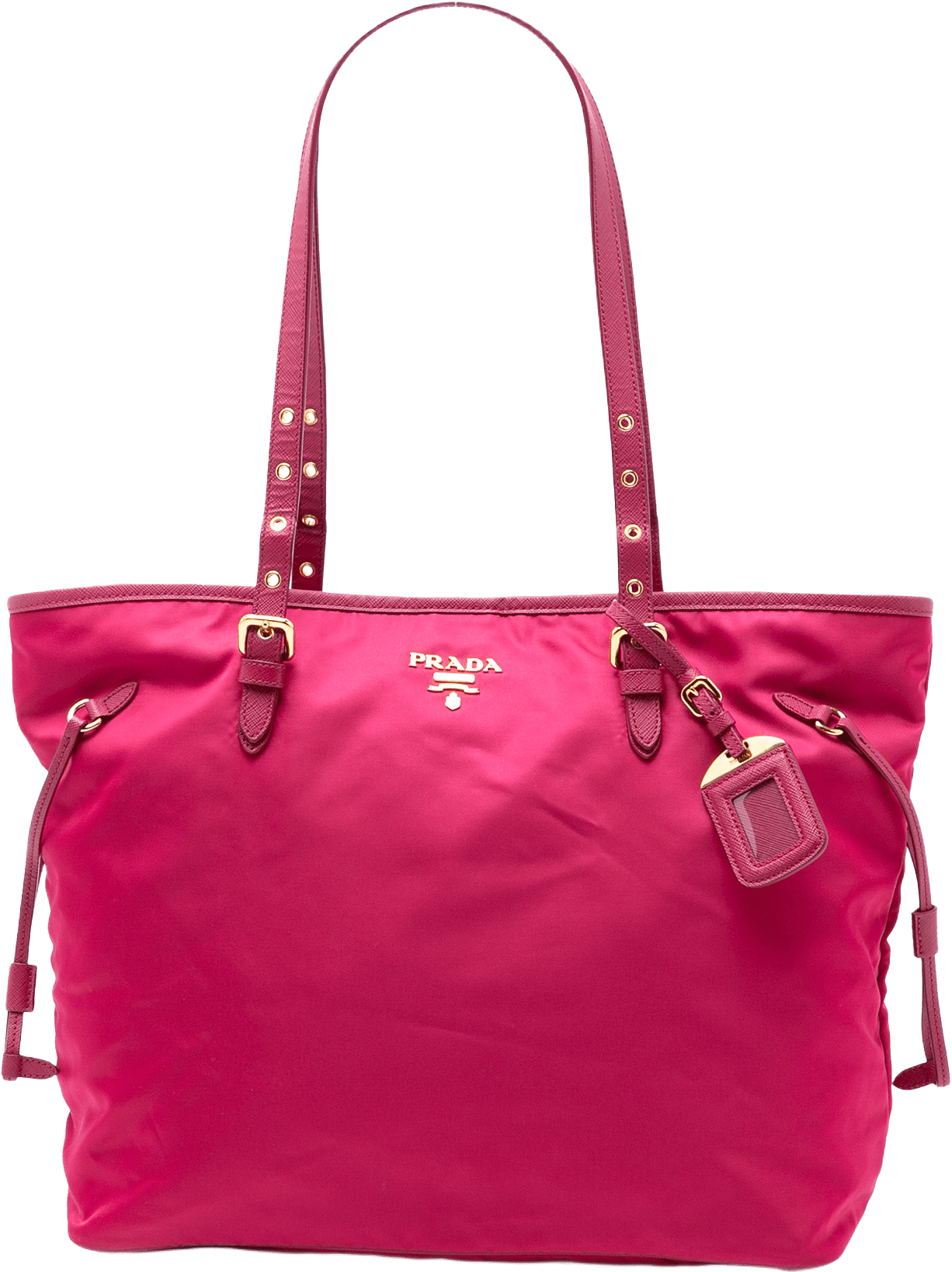 Prada Saffiano Trimmed Tessuto Tote, från Luxclusif, i färgen dark pink.