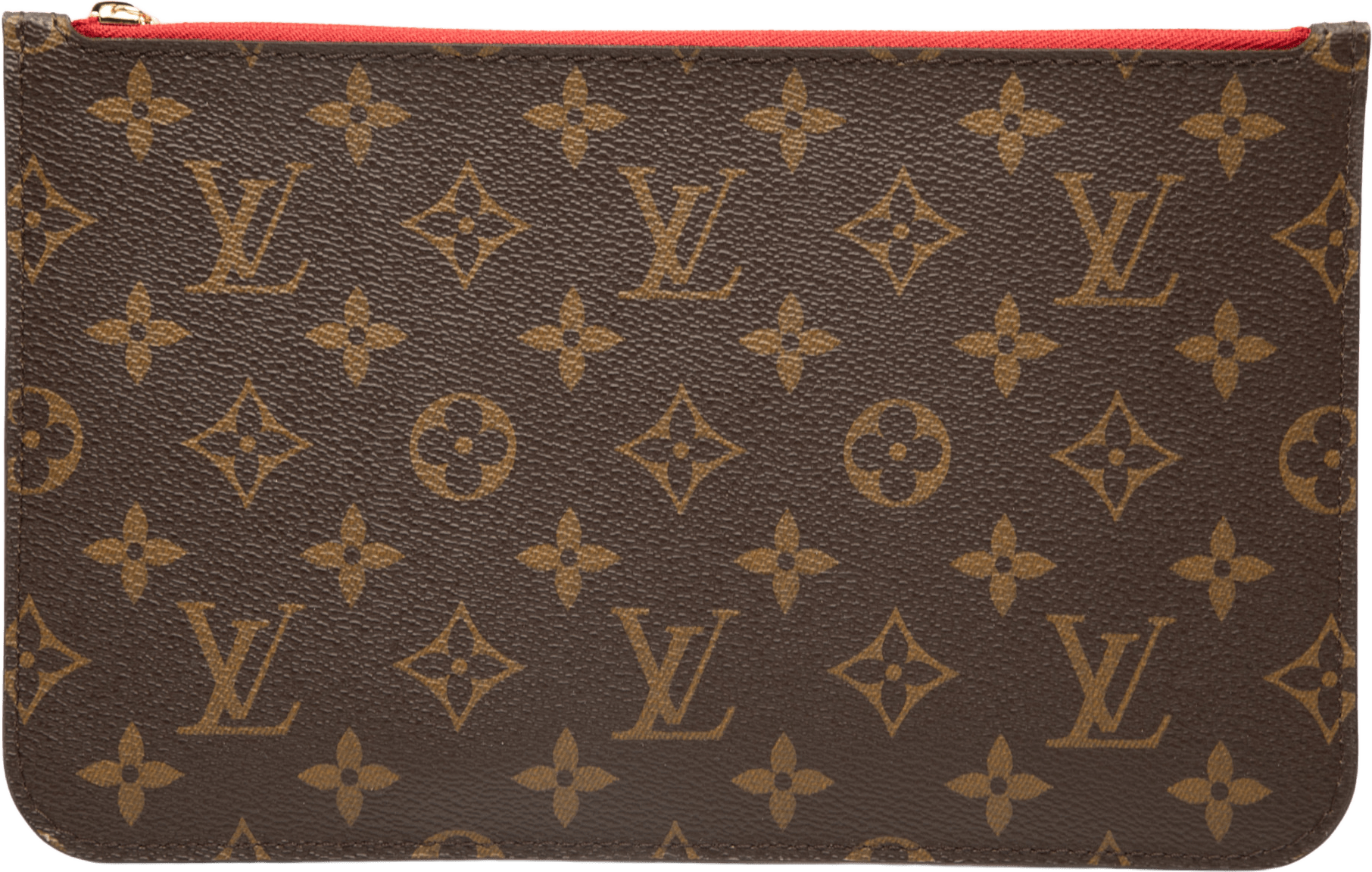 Louis Vuitton Monogram Neverfull Pouch, från Luxclusif, i färgen brown.