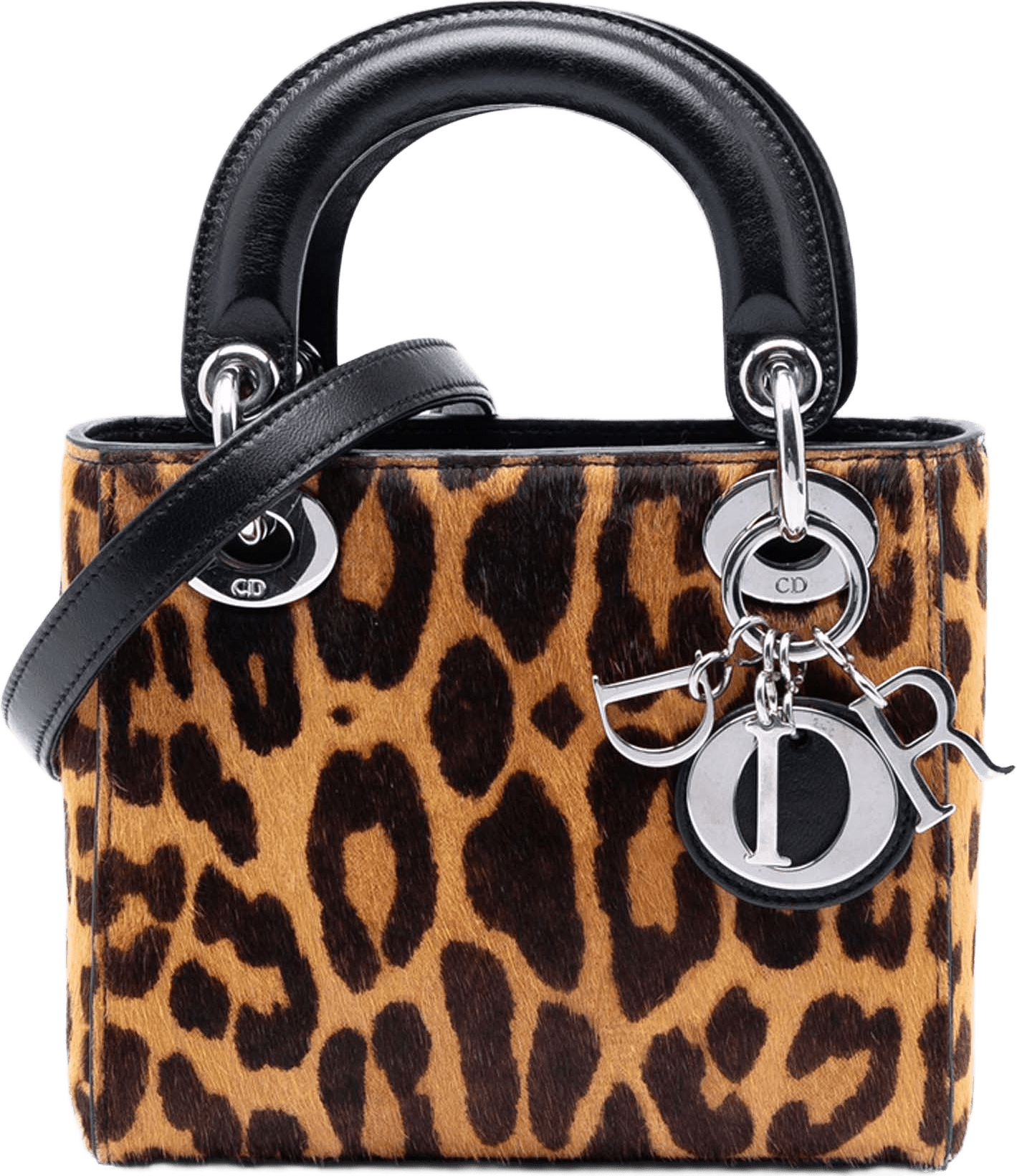 Dior Mini Pony Hair Leopard Print Lady Dior, från Luxclusif, i färgen brown.