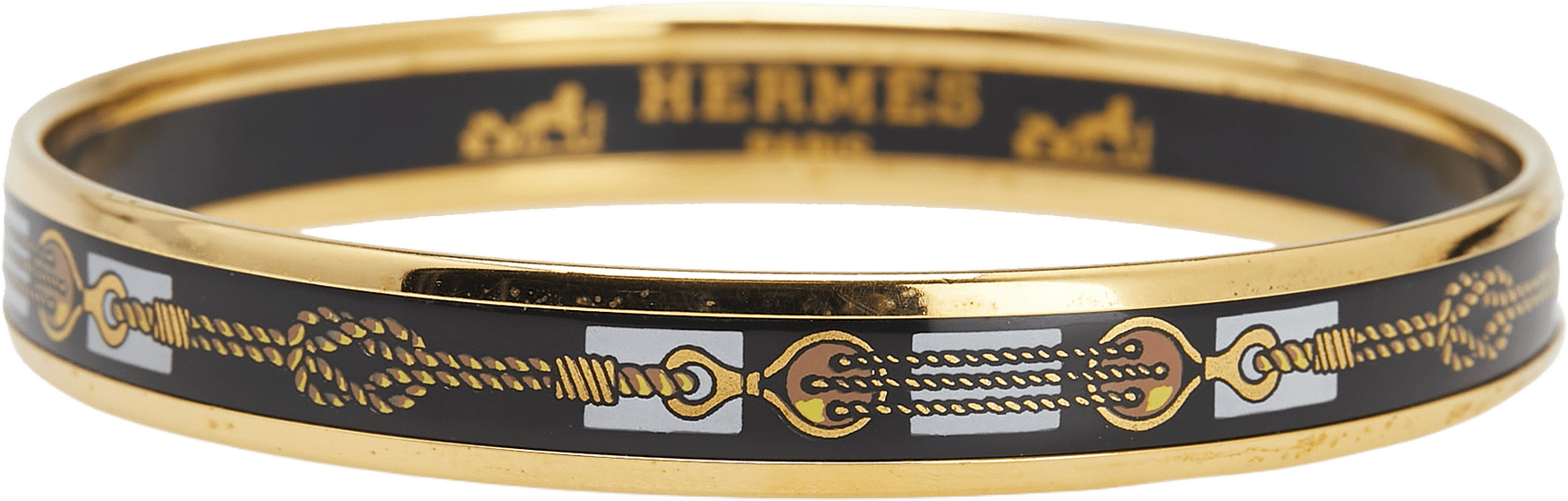 Hermès Narrow Enamel Rope Design Bangle 65, från Luxclusif, i färgen navy.