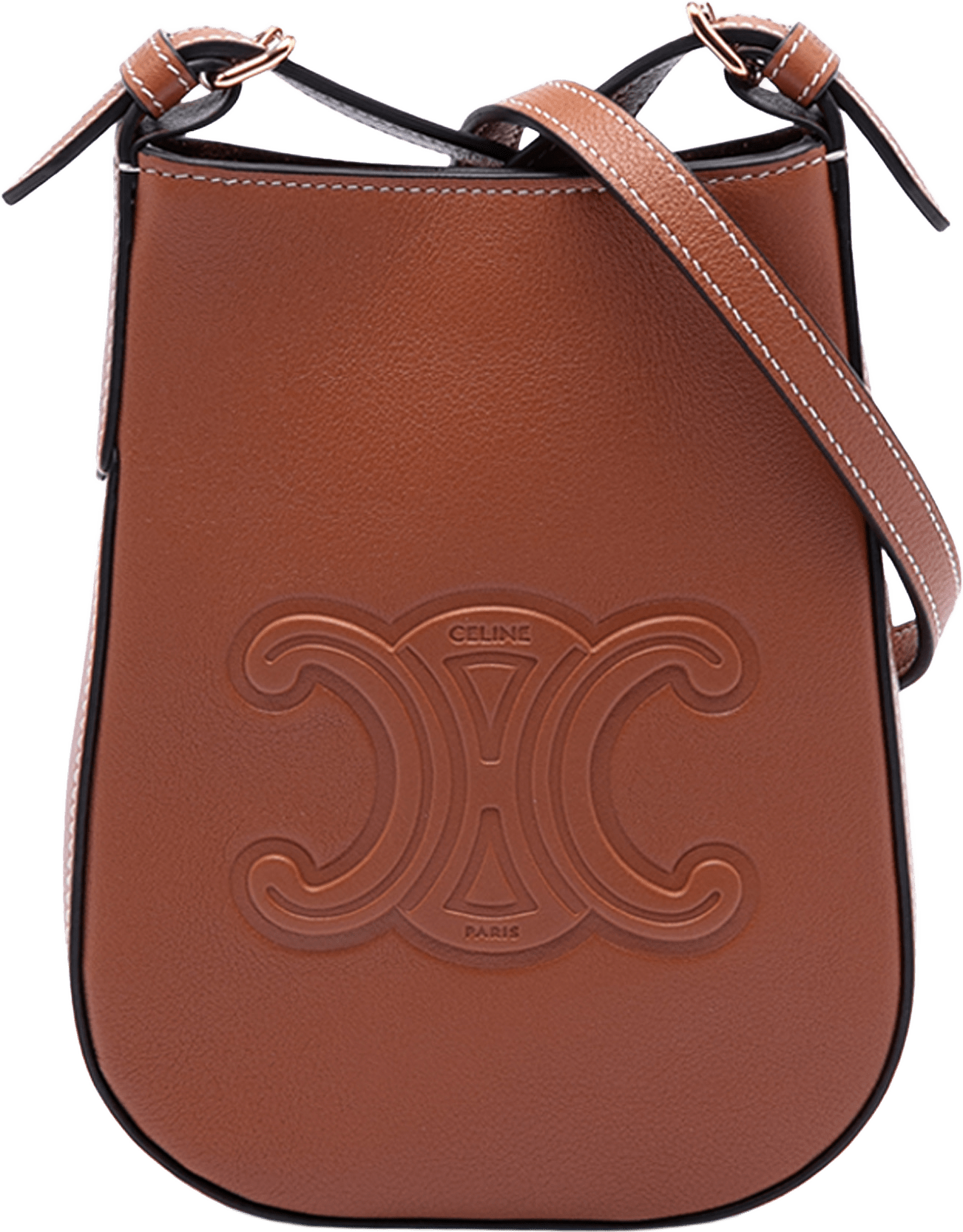 Celine Supple Calfskin Heloise Phone Pouch, från Luxclusif, i färgen brown.