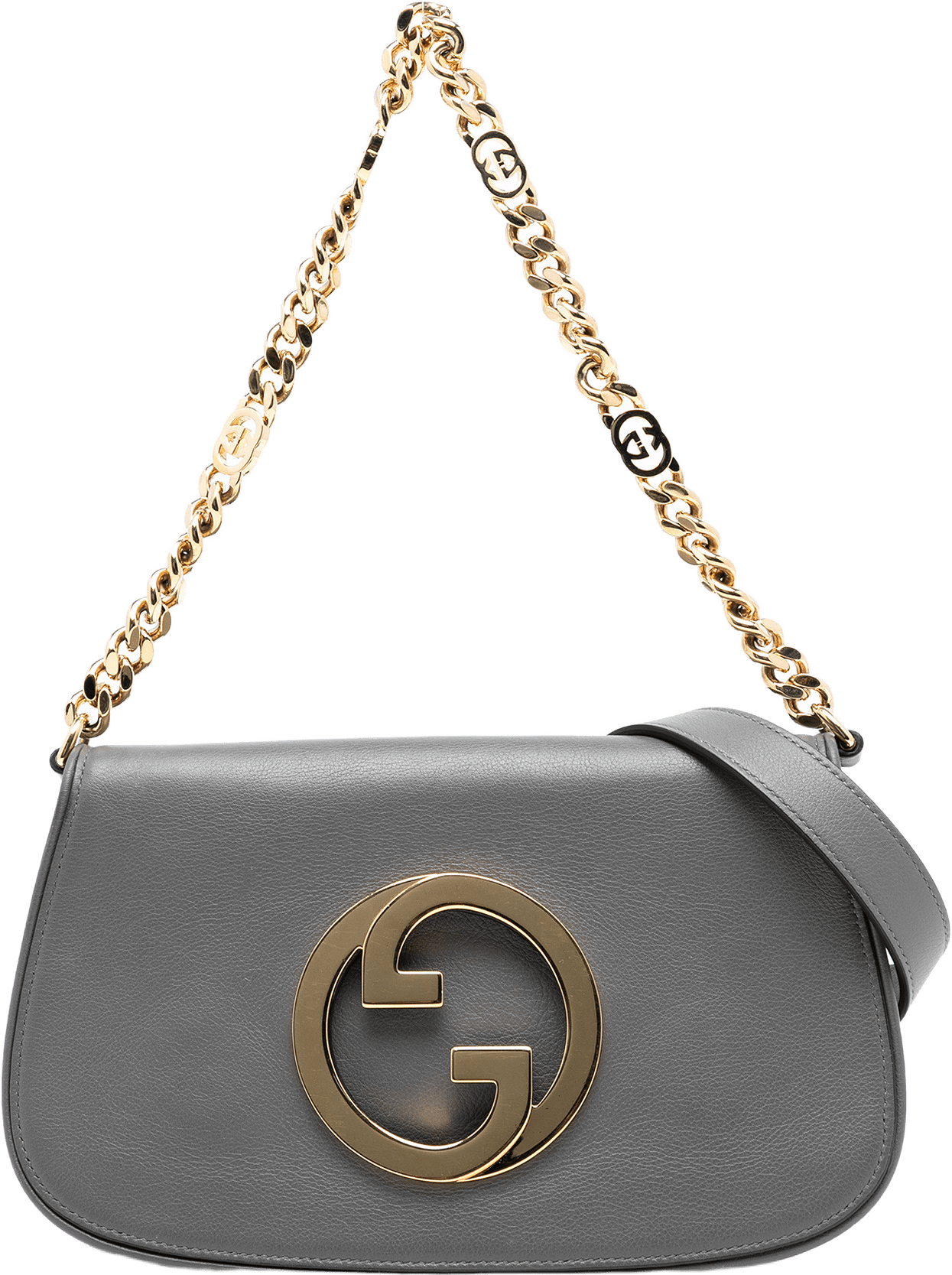 Gucci Small Calfskin Blondie Chain Satchel, från Luxclusif, i färgen gray.