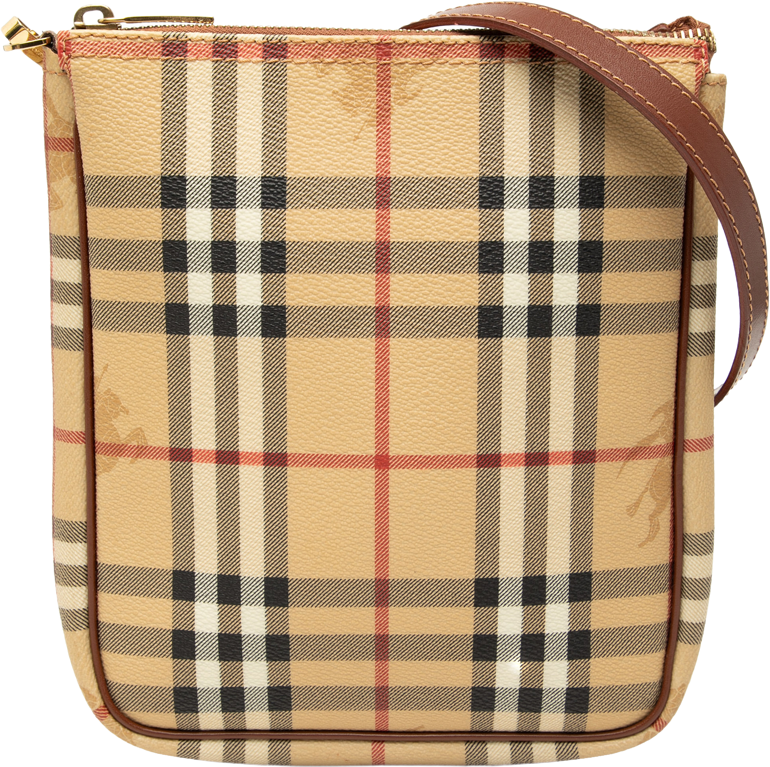 Burberry Haymarket Check Coated Canvas Crossbody, från Luxclusif, i färgen beige.
