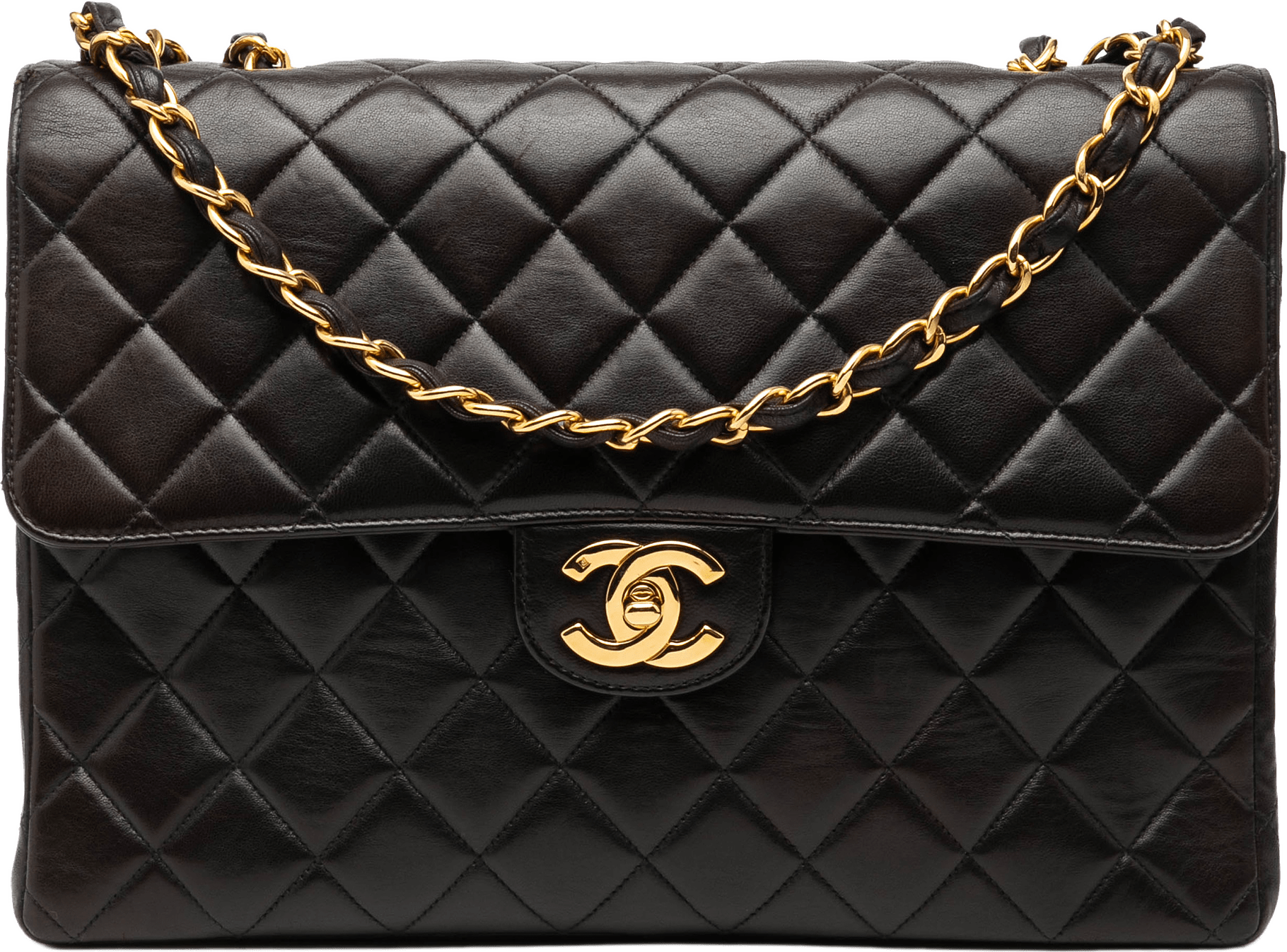Chanel Jumbo Classic Lambskin Single Flap, från Luxclusif, i färgen black.
