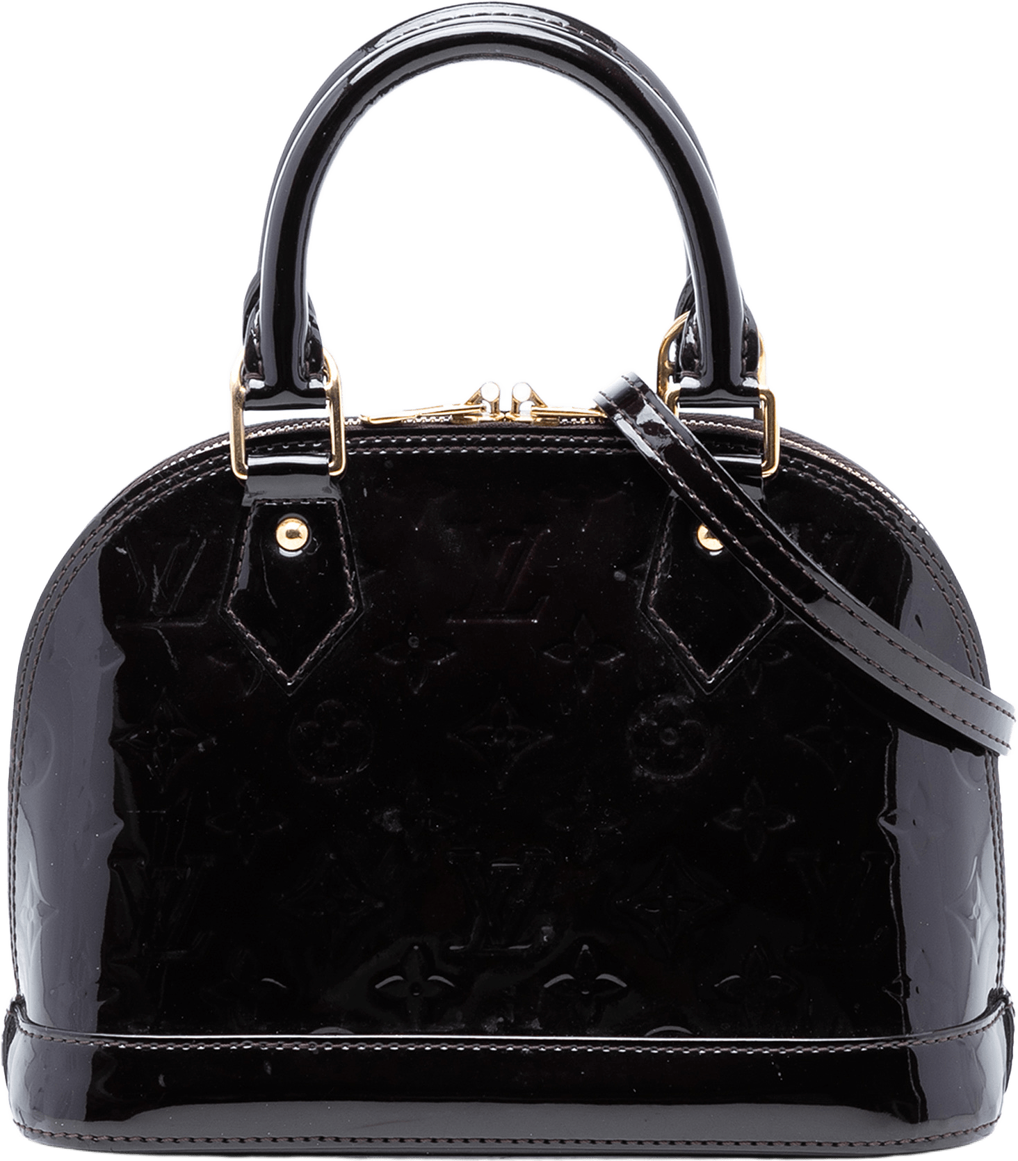 Louis Vuitton Monogram Vernis Alma Bb, från Luxclusif, i färgen purple.