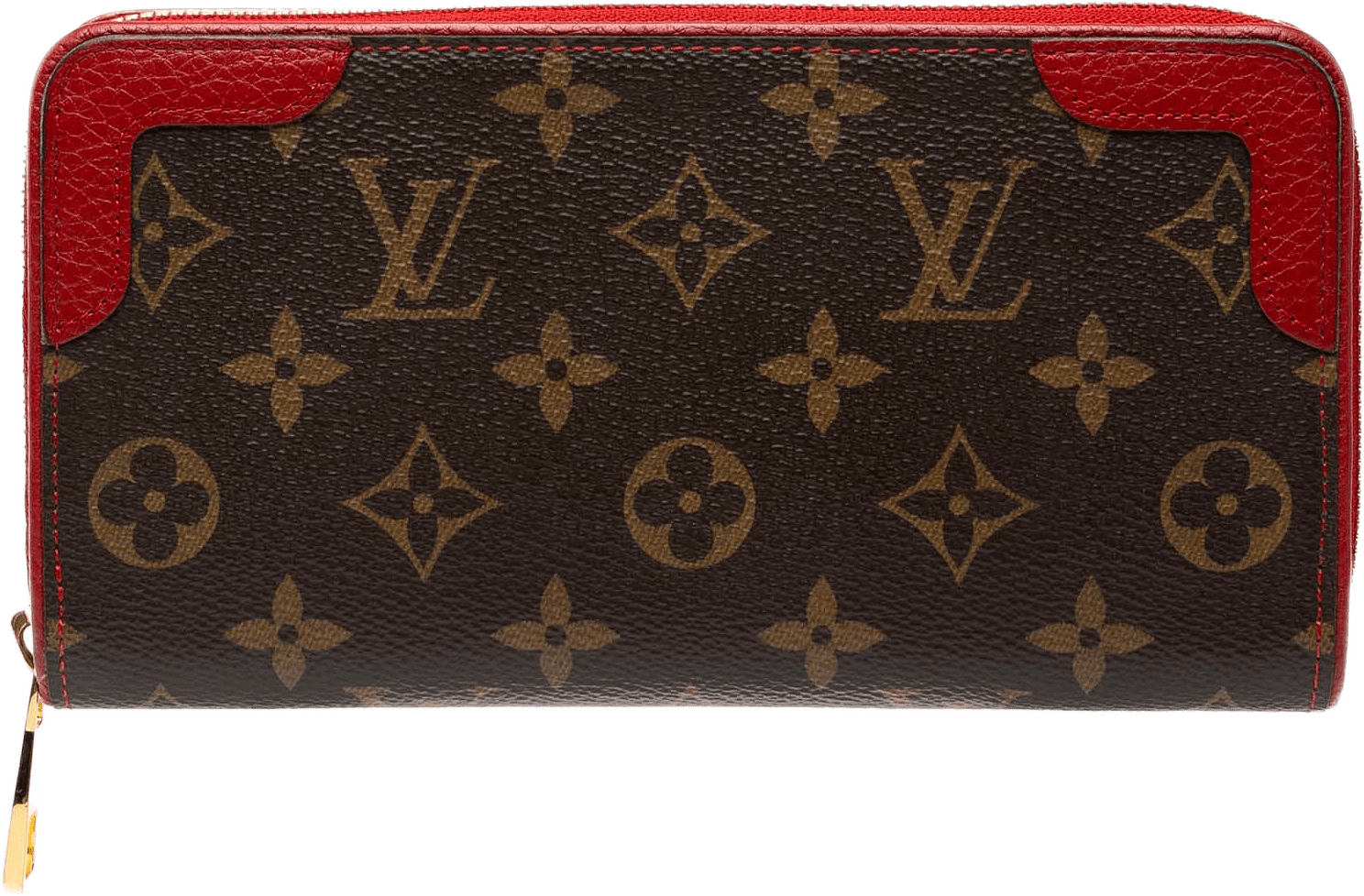 Louis Vuitton Monogram Retiro Zippy Wallet, från Luxclusif, i färgen röd.