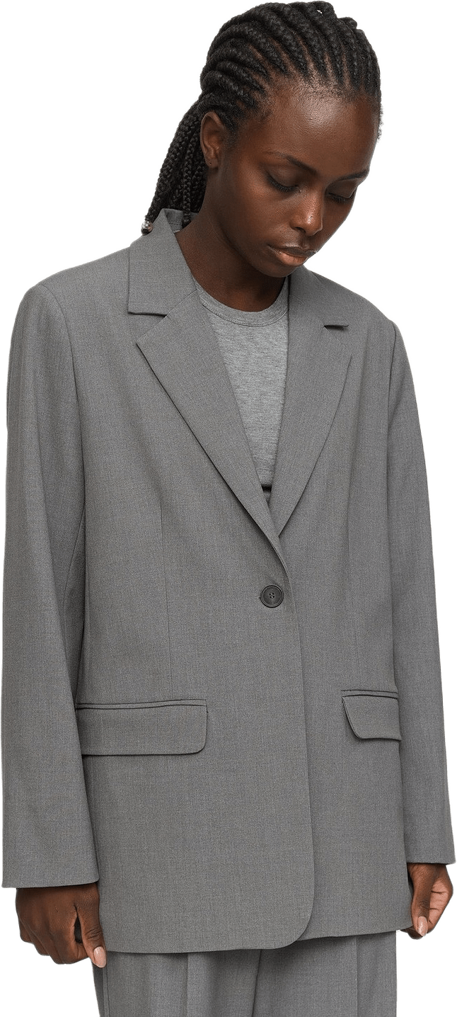 Srvilja Loose Blazer - Medium Grey Melange