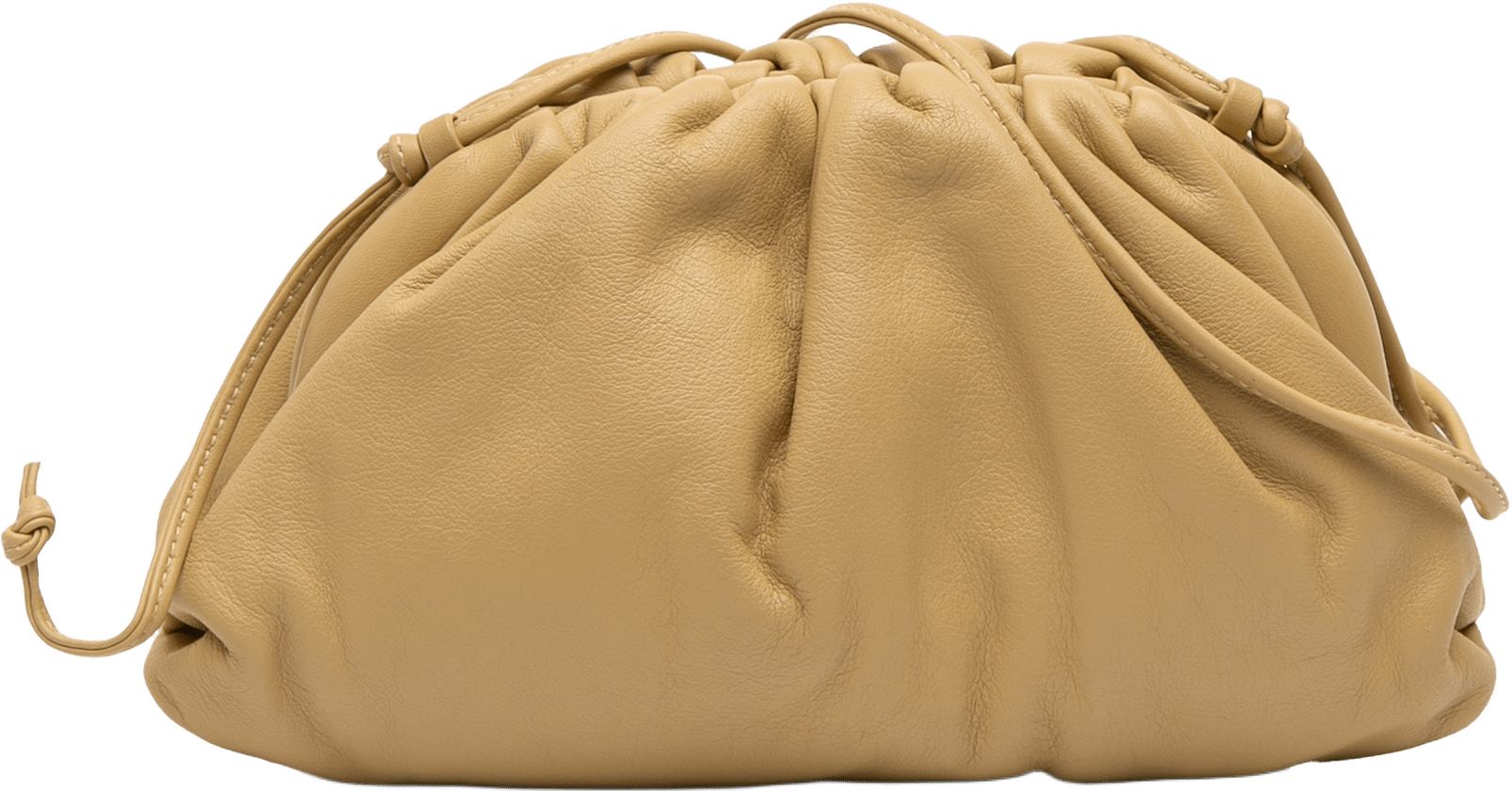 Bottega Veneta Lambskin The Mini Pouch Crossbody, från Luxclusif, i färgen light brown.