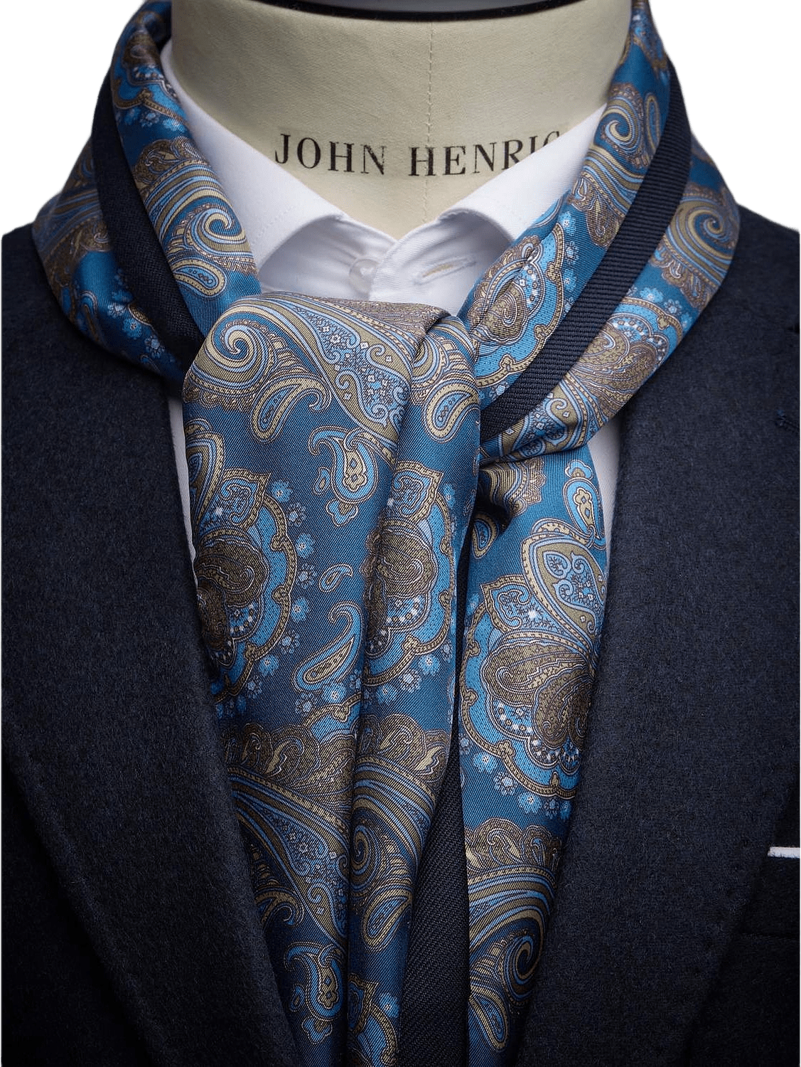 Wool & Silk Scarf, från John Henric, i färgen navy blue.