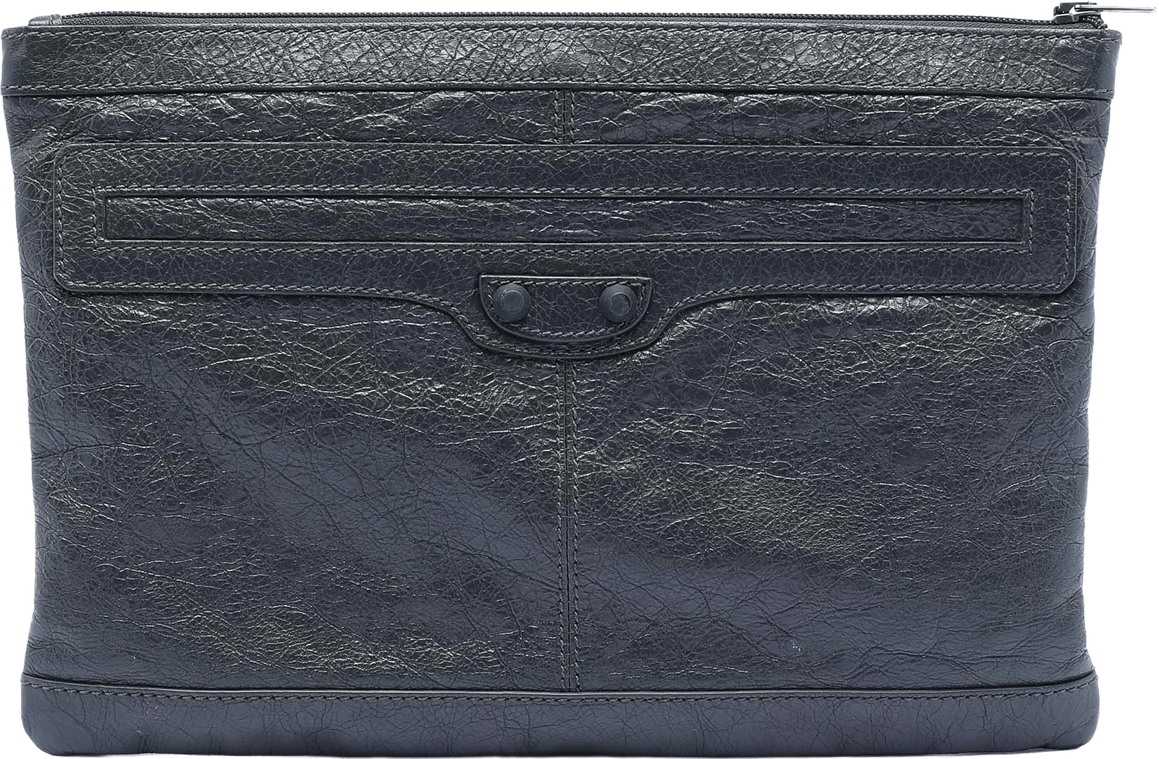 Balenciaga Lambskin Motocross Classic Clip M Clutch, från Luxclusif, i färgen black.