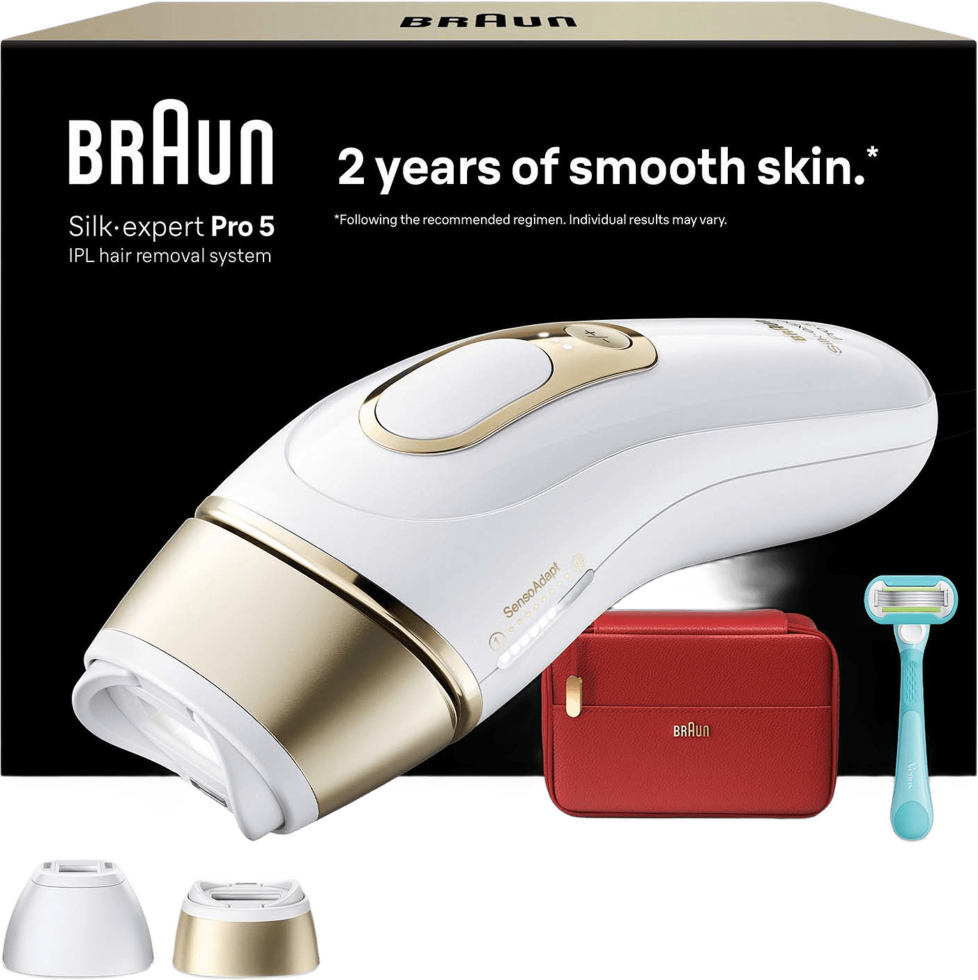 Ipl Silk·expert Pro 5, Hårborttagning Hemma, 2 Huvuden, Pl5221, från Braun, i färgen vit.