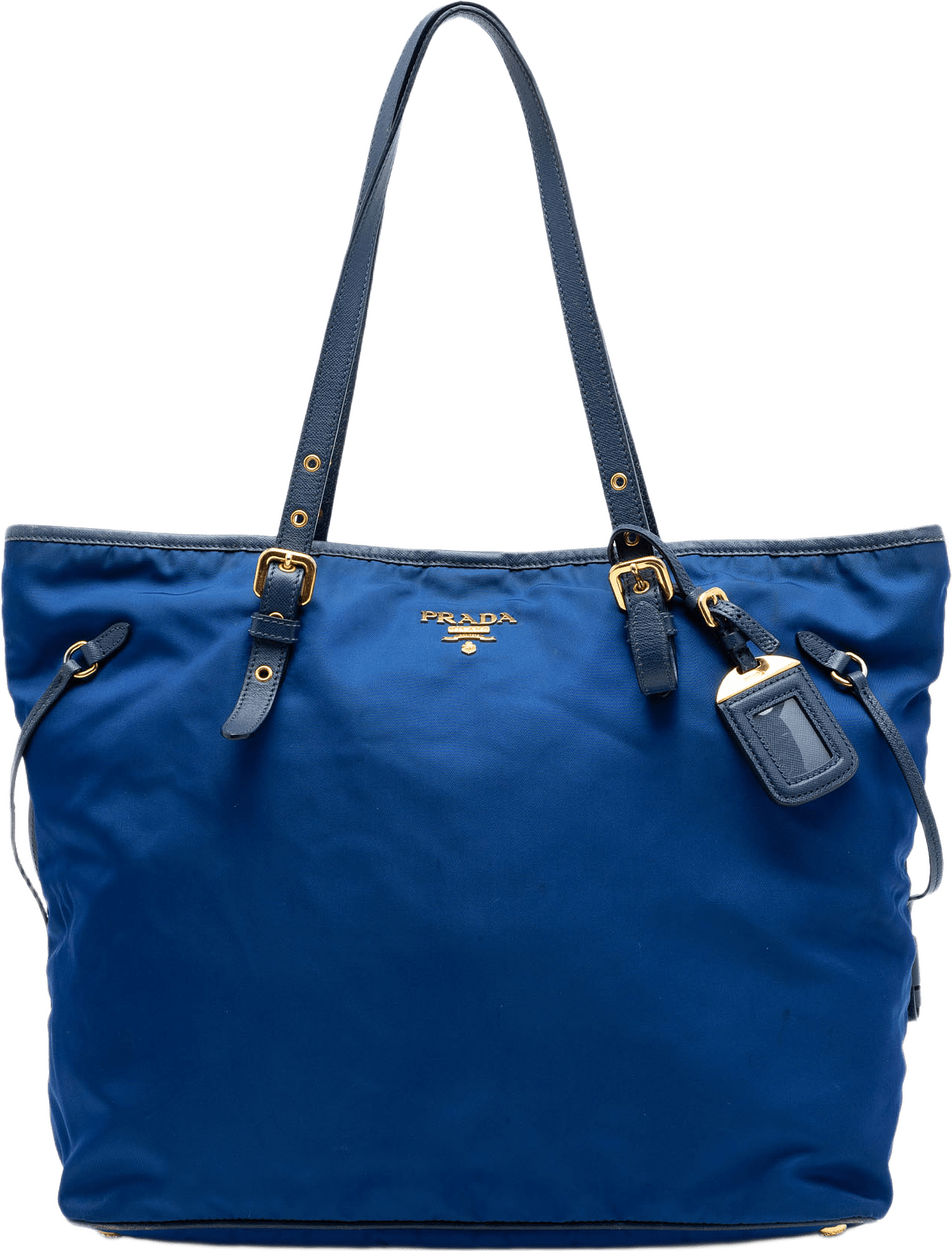 Prada Saffiano Trimmed Tessuto Tote, från Luxclusif, i färgen blue.