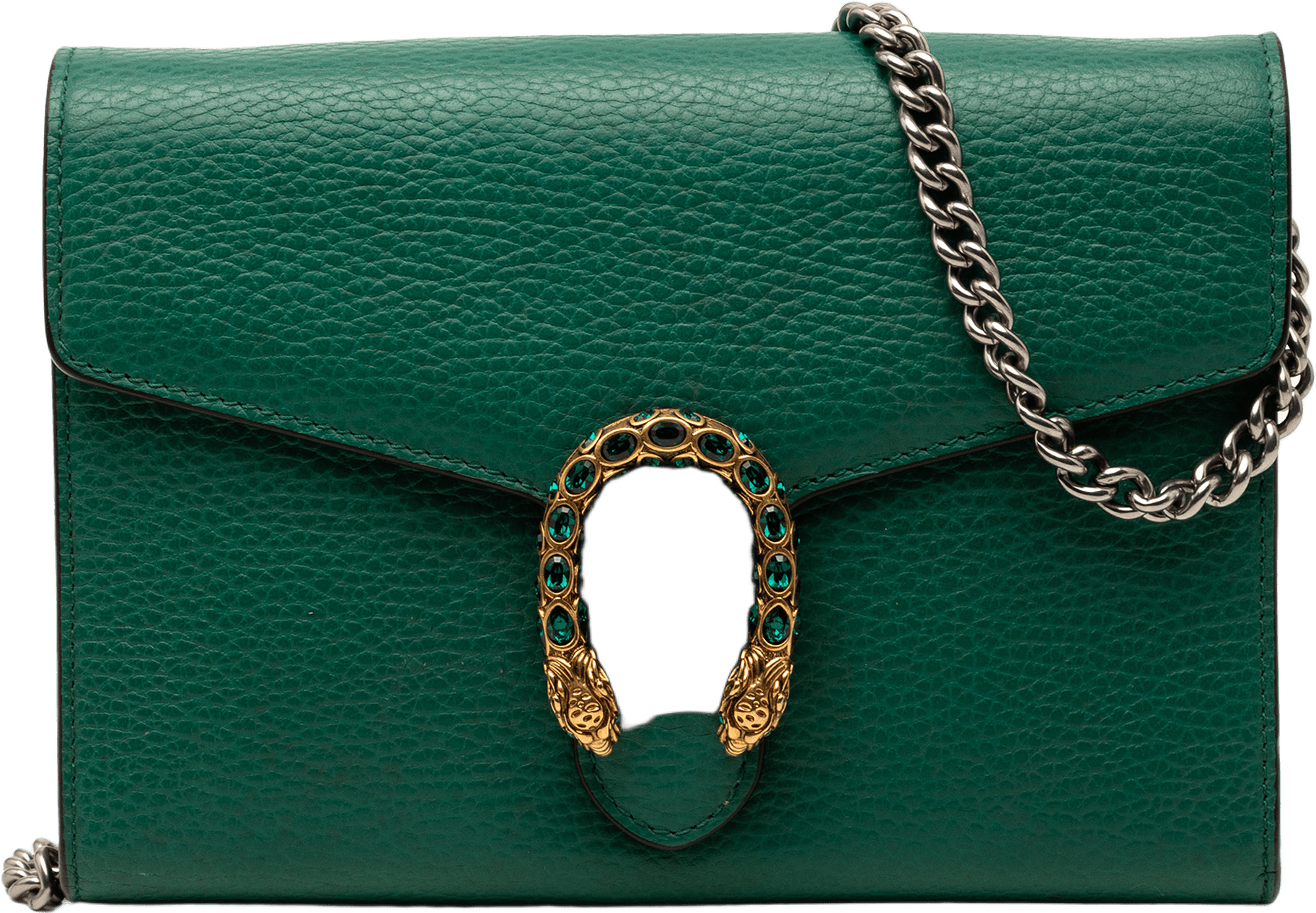 Gucci Leather Dionysus Wallet On Chain, från Luxclusif, i färgen green.