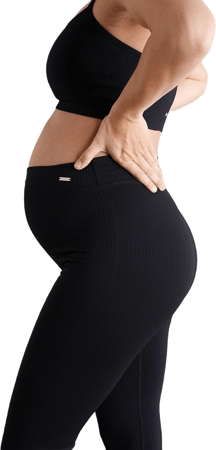 Black Maternity Ribbed Seamless Tights, från aim'n, i färgen black.