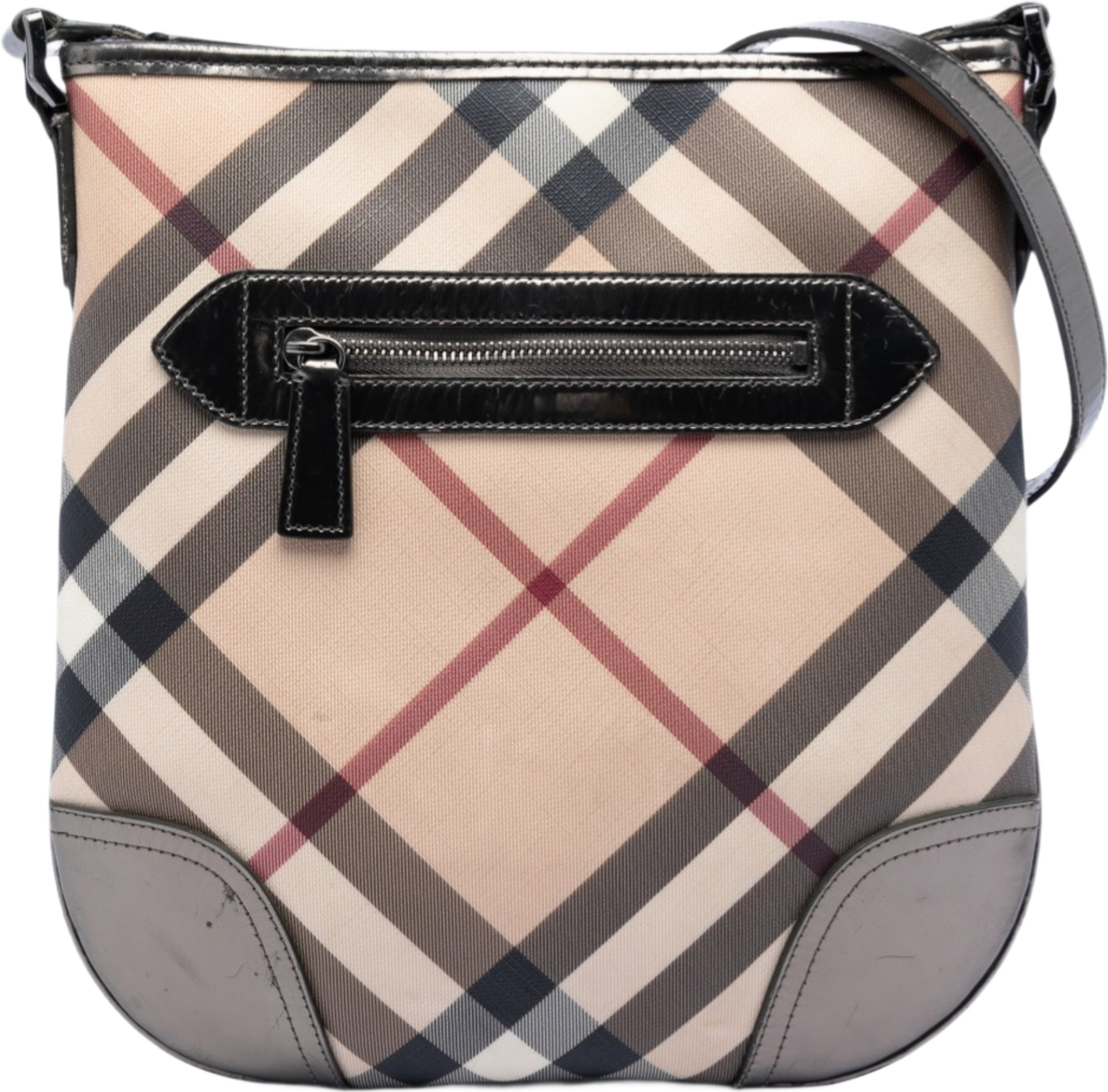 Burberry Supernova Check Coated Canvas Dryden Crossbody, från Luxclusif, i färgen silver.