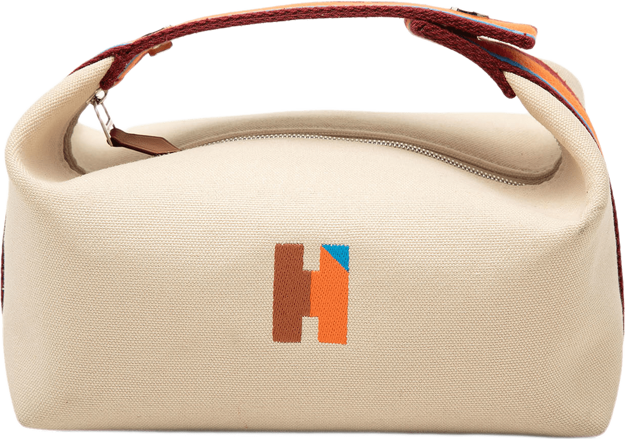 Hermès Small Toile Bride A Brac H Pavillon Case, från Luxclusif, i färgen brun.