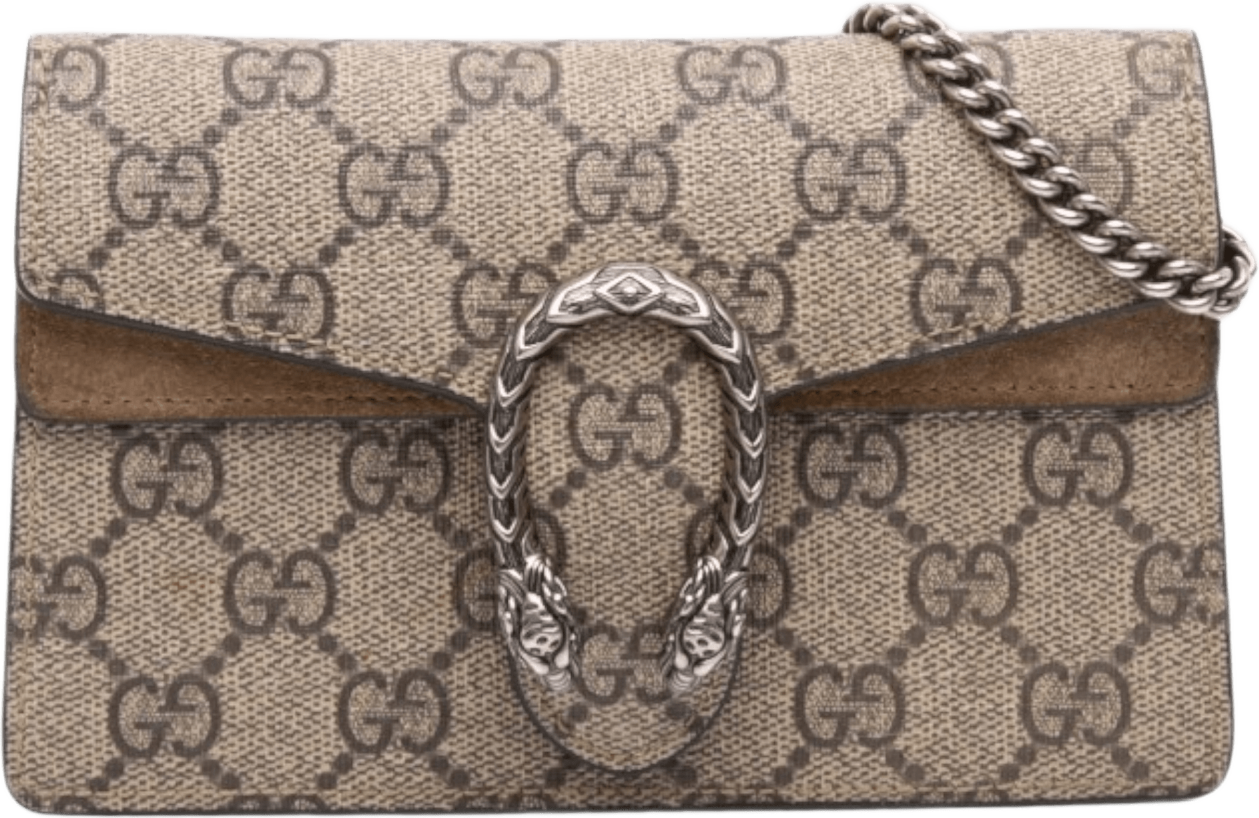 Gucci Mini Gg Supreme Dionysus Crossbody, från Luxclusif, i färgen beige.