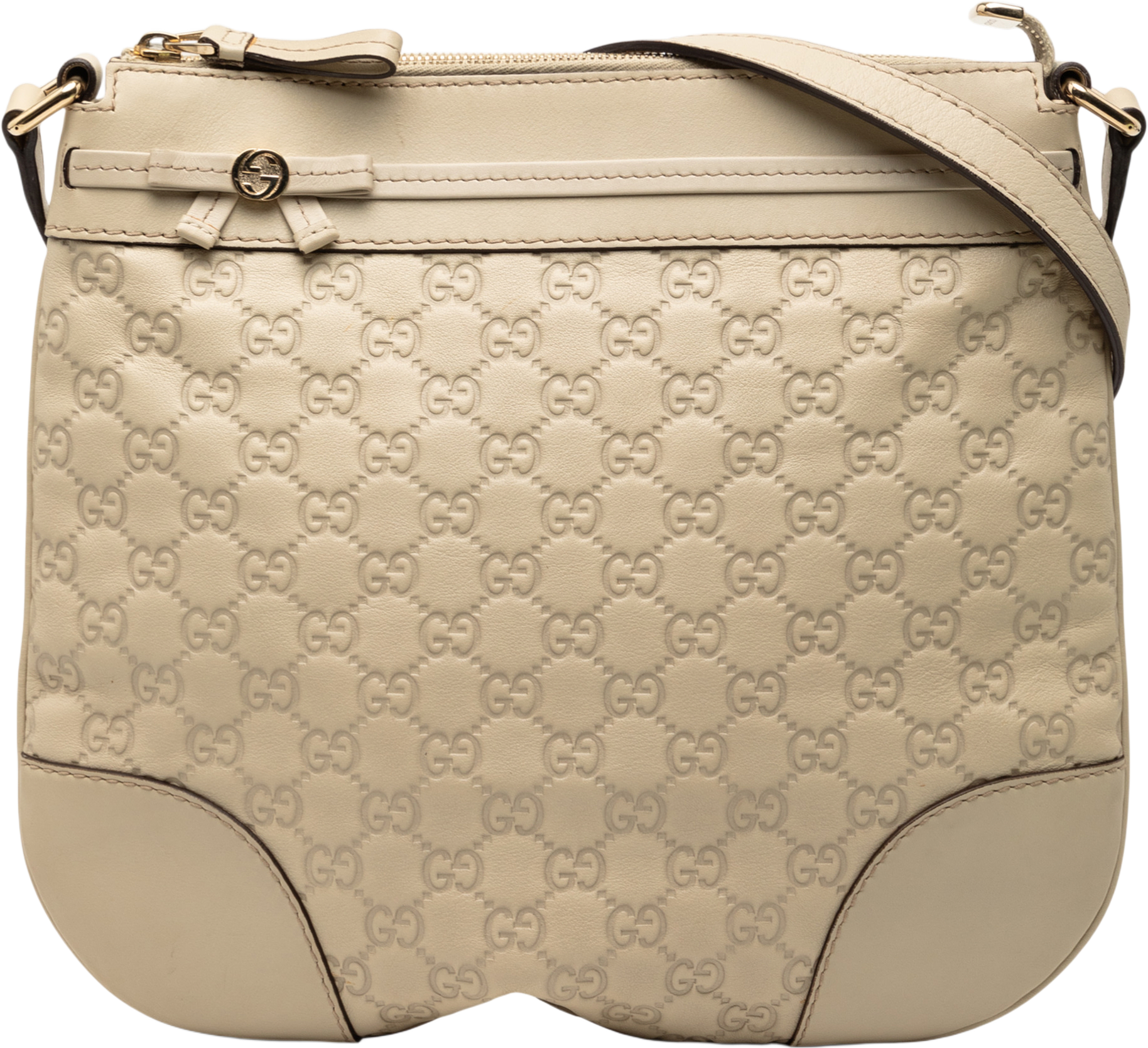 Gucci Guccissima Mayfair Crossbody, från Luxclusif, i färgen beige.