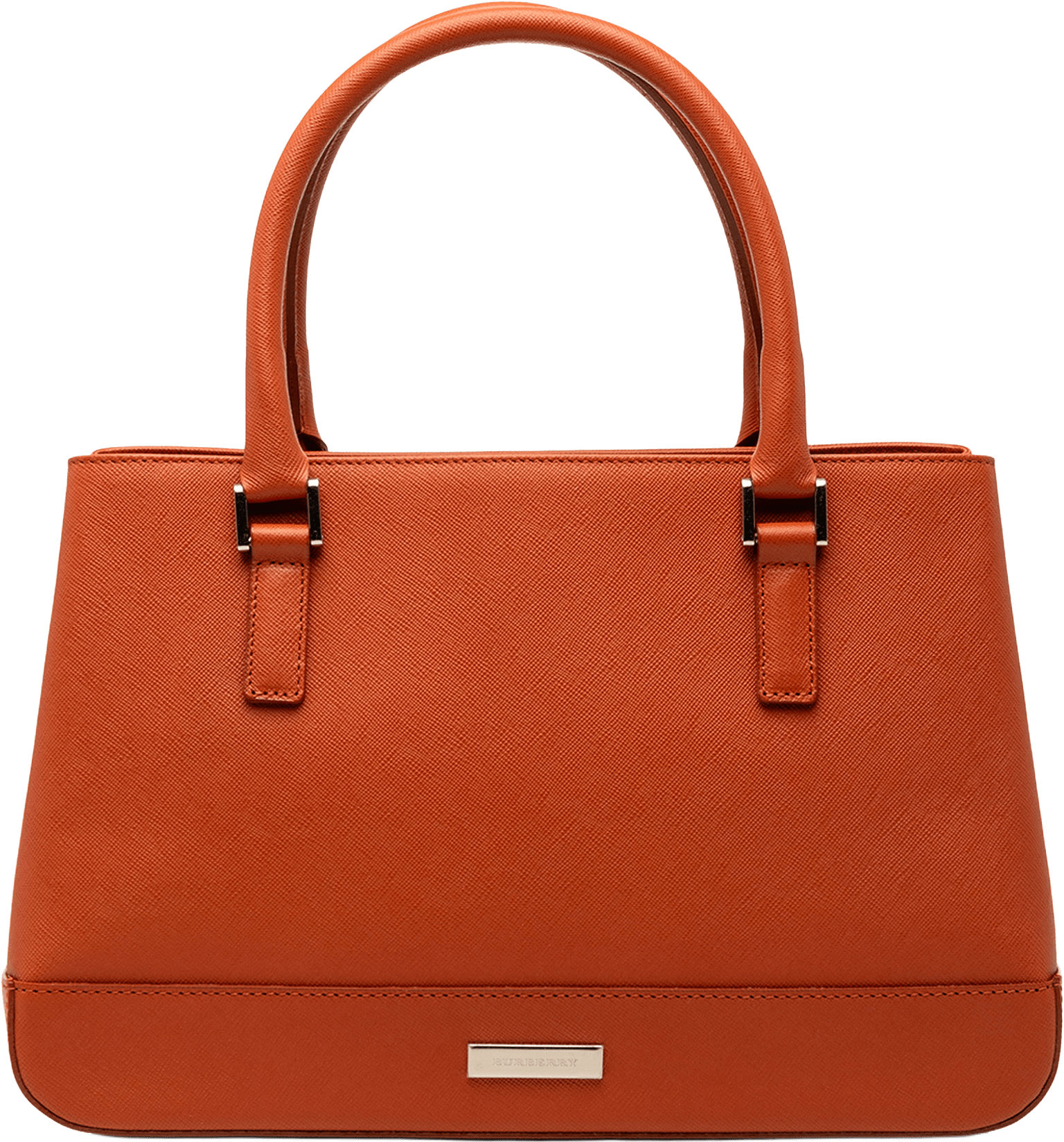 Burberry Leather Top Handle Tote, från Luxclusif, i färgen dark orange.