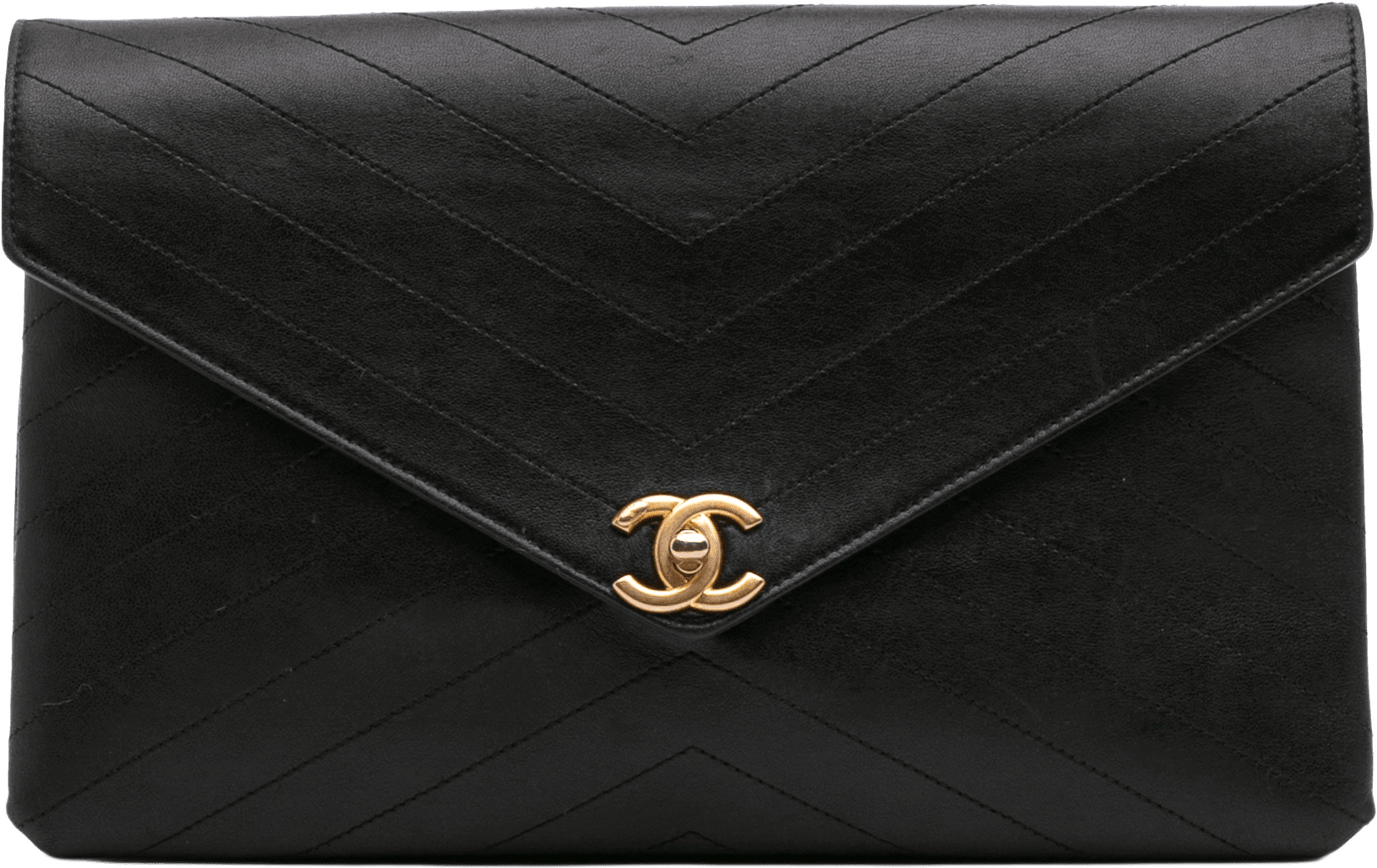 Chanel Cc Chevron Calfskin Envelope Clutch