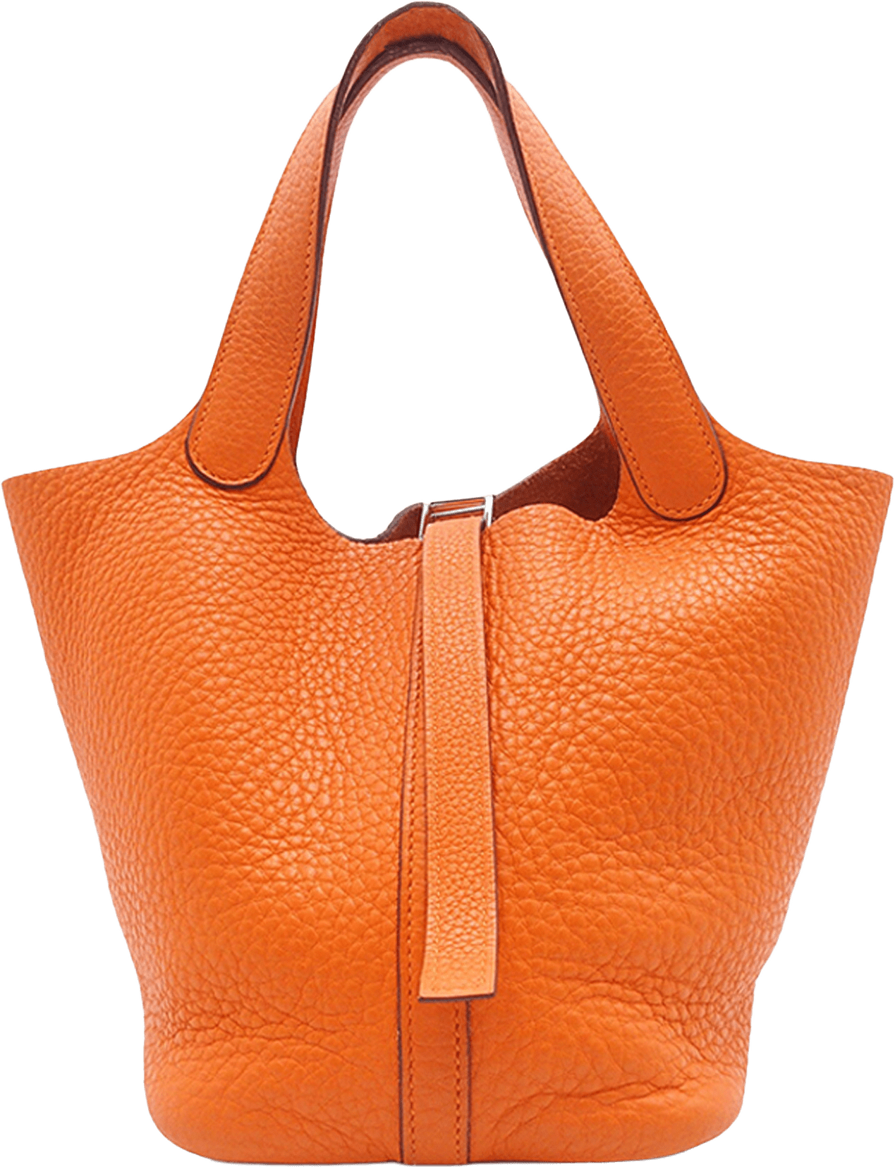 Hermès Clemence Picotin Lock 18, från Luxclusif, i färgen orange.